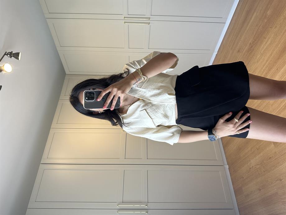 Krem Crop Zara Model Gömlek