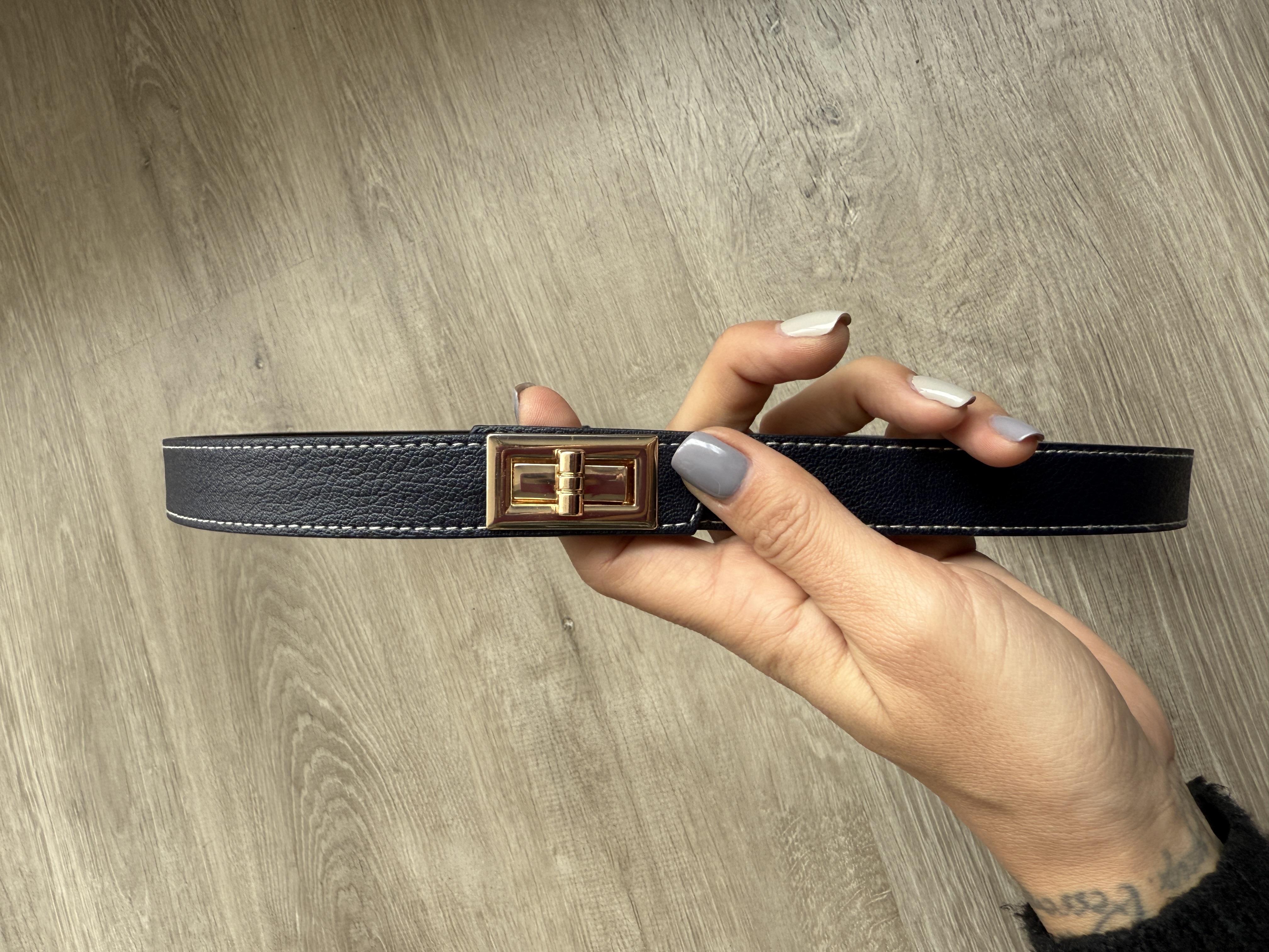 Lacivert Gold Kilit Toka Ayarlanabilir Kemer · 3