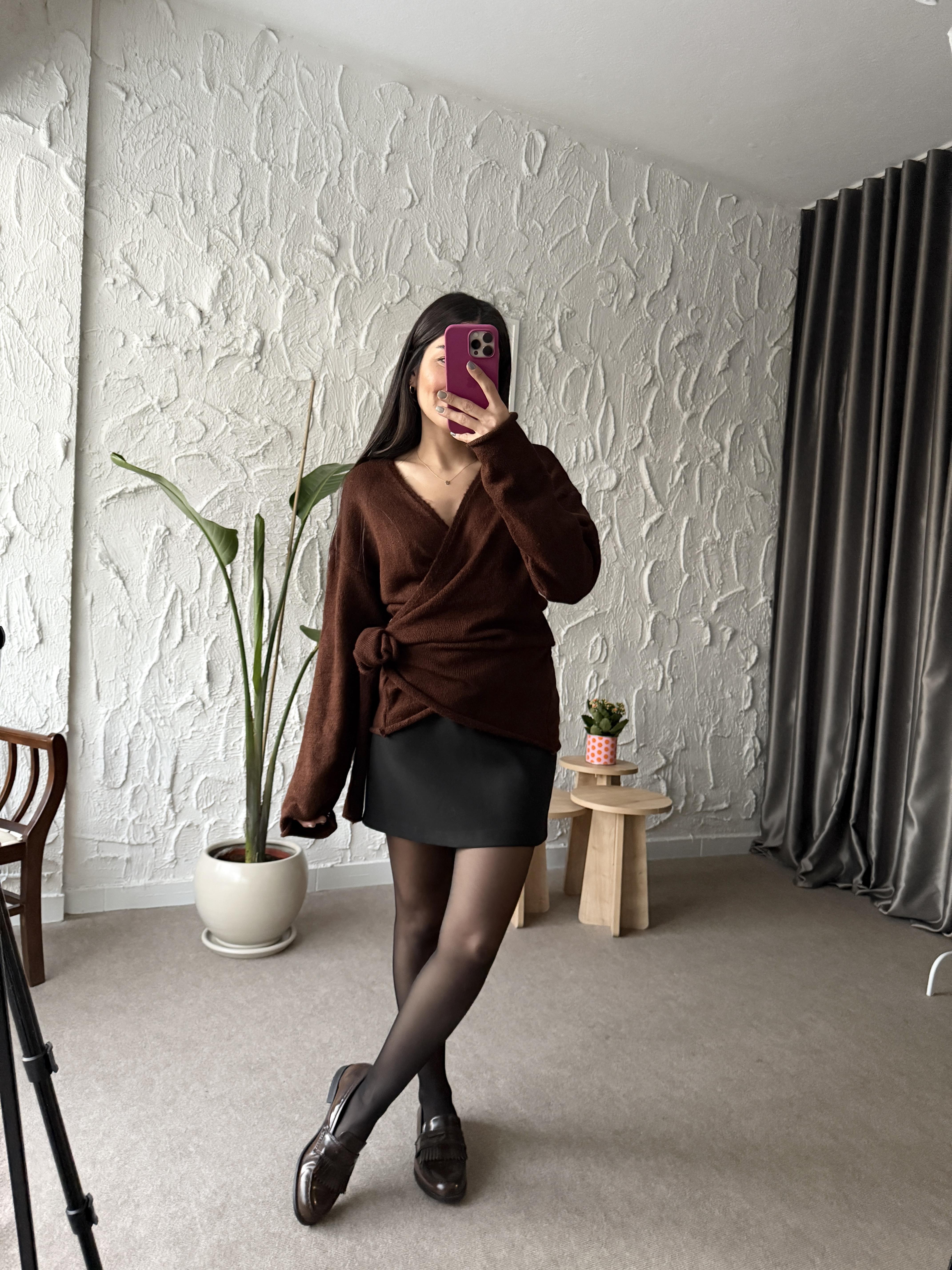 Masi Siyah Mini Kumaş Etek