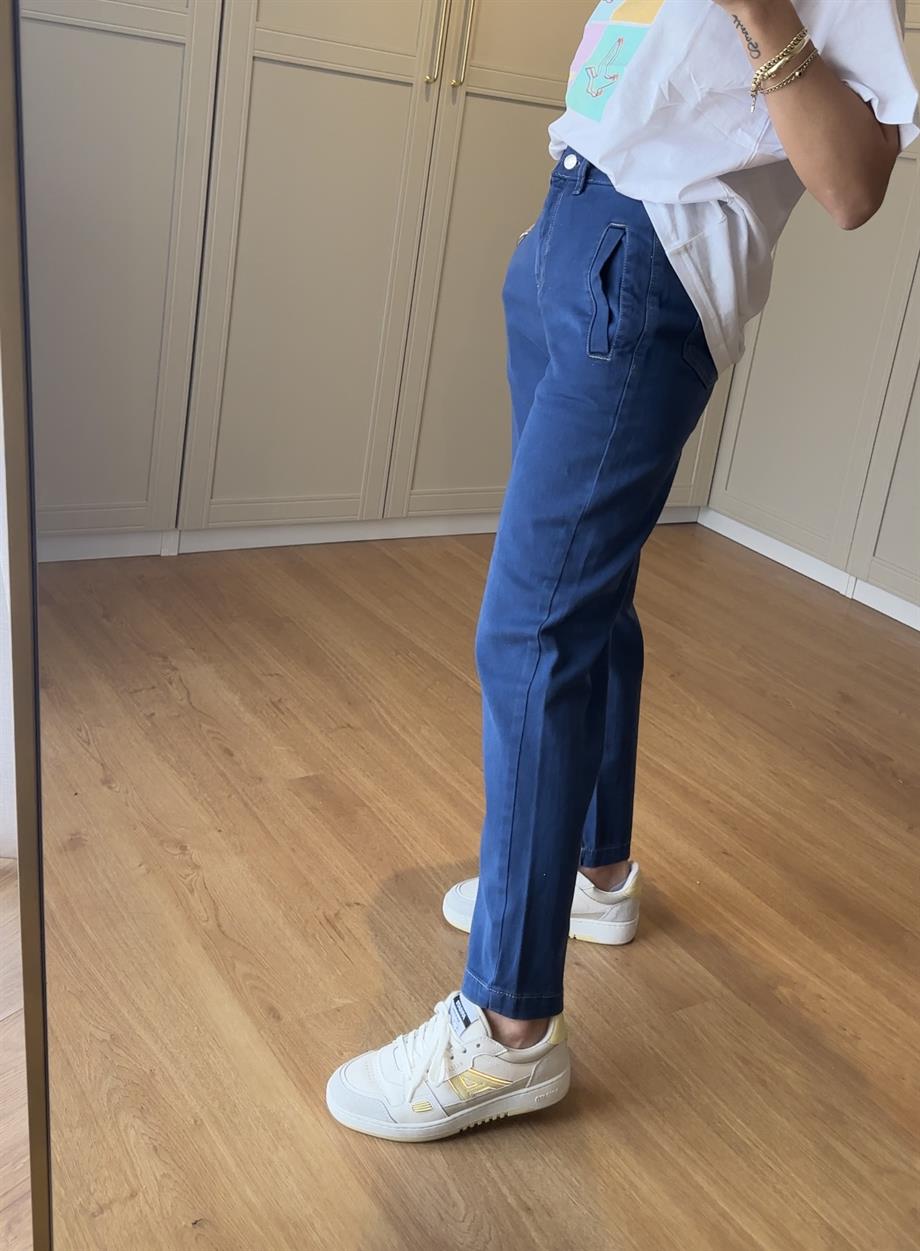 Mavi Renk Mom Pantolon