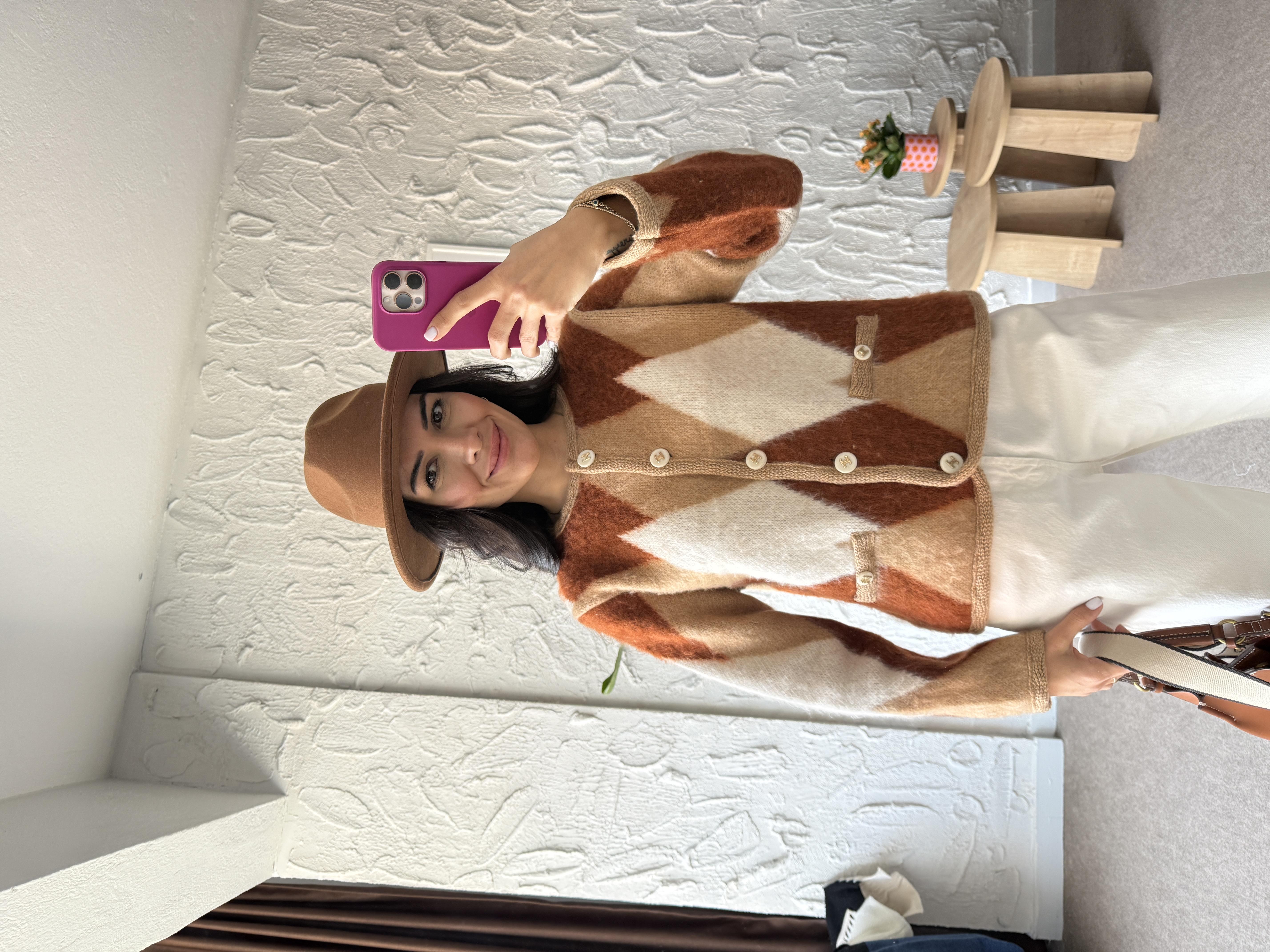 Moreno Baklava Dilim Desenli Hırka