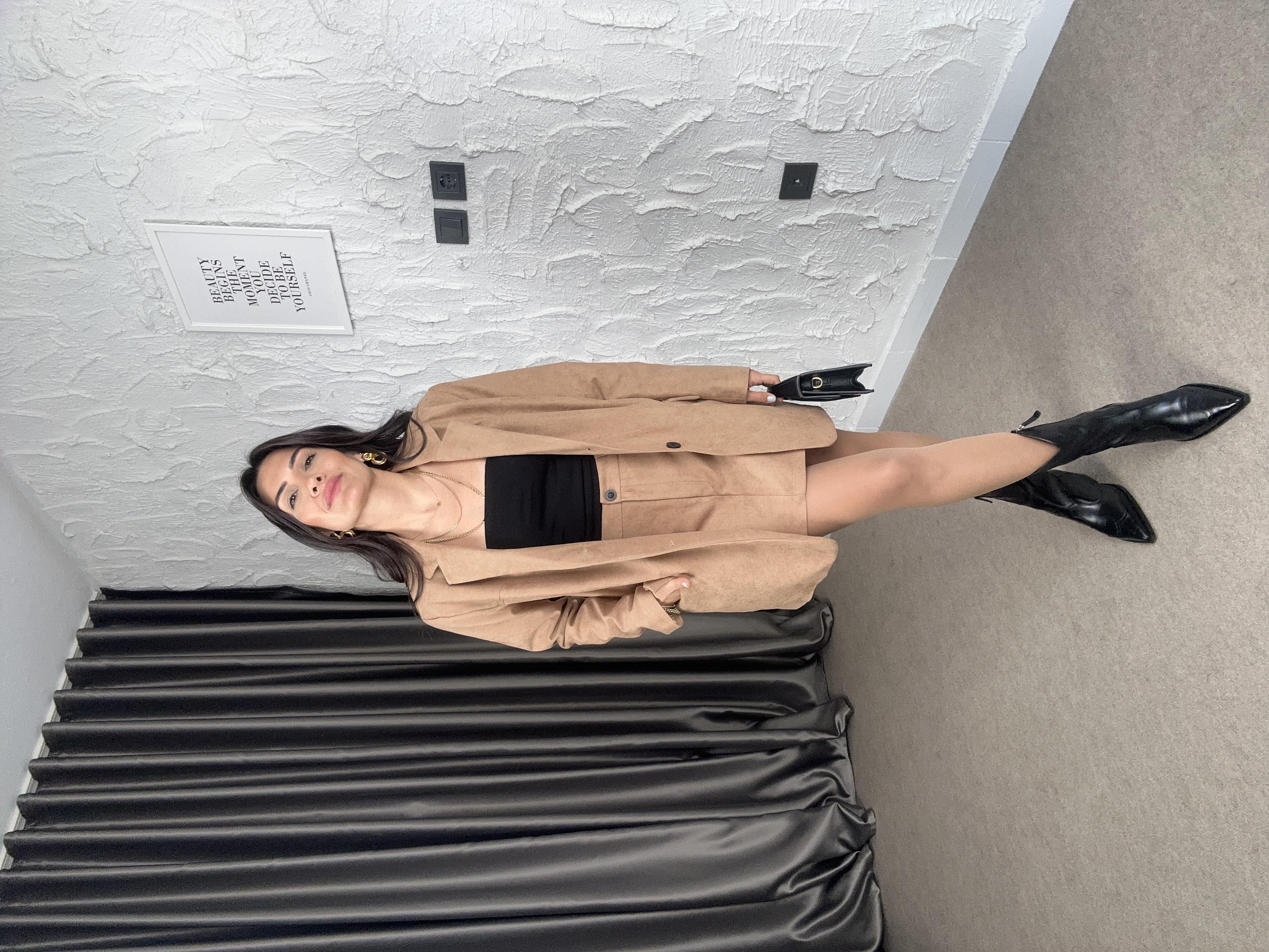 Oghi Camel Ceket Etek Takım