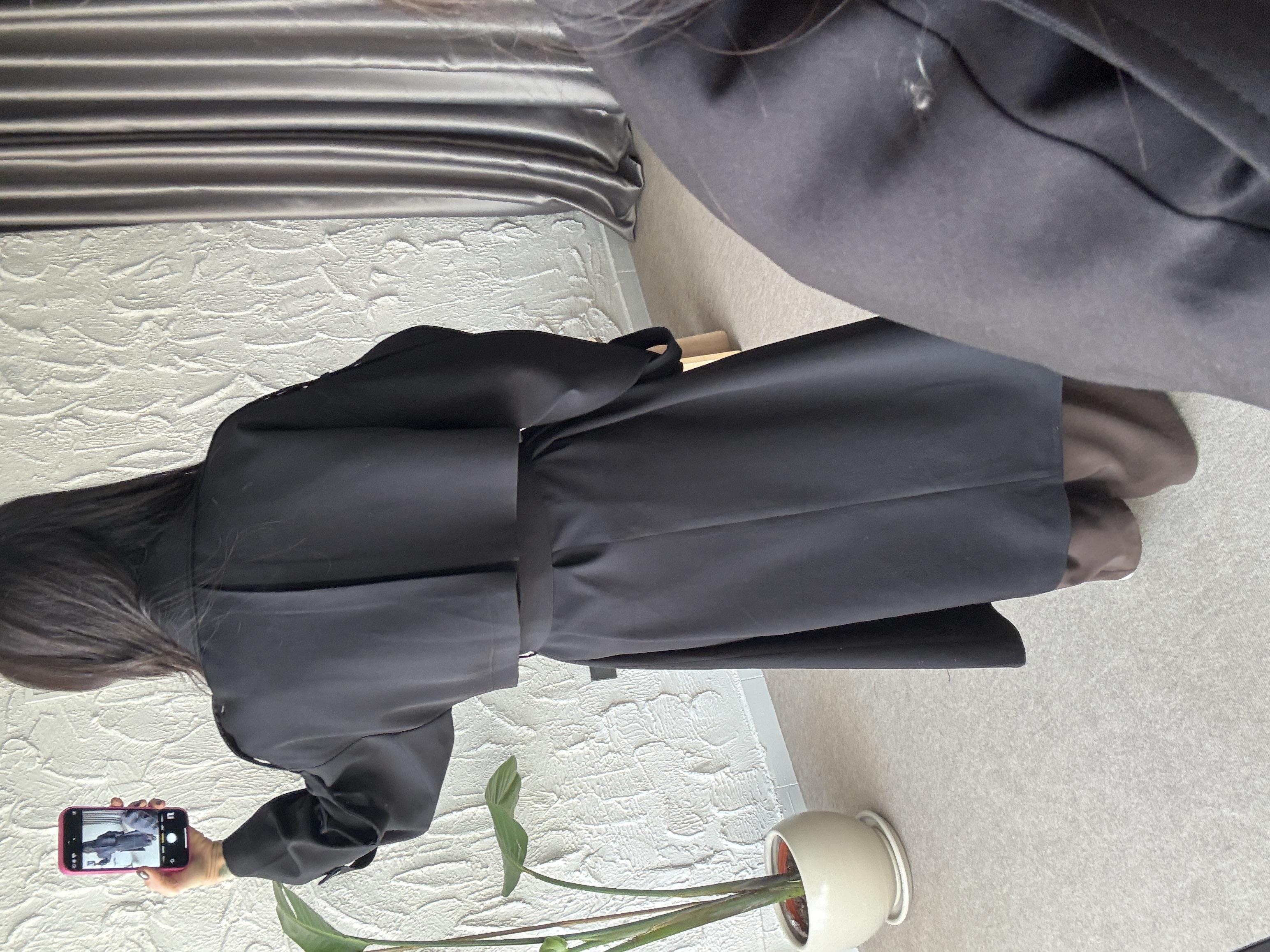 Omuz Manşetli Maxi Boy Siyah Premium Trençkot · 4