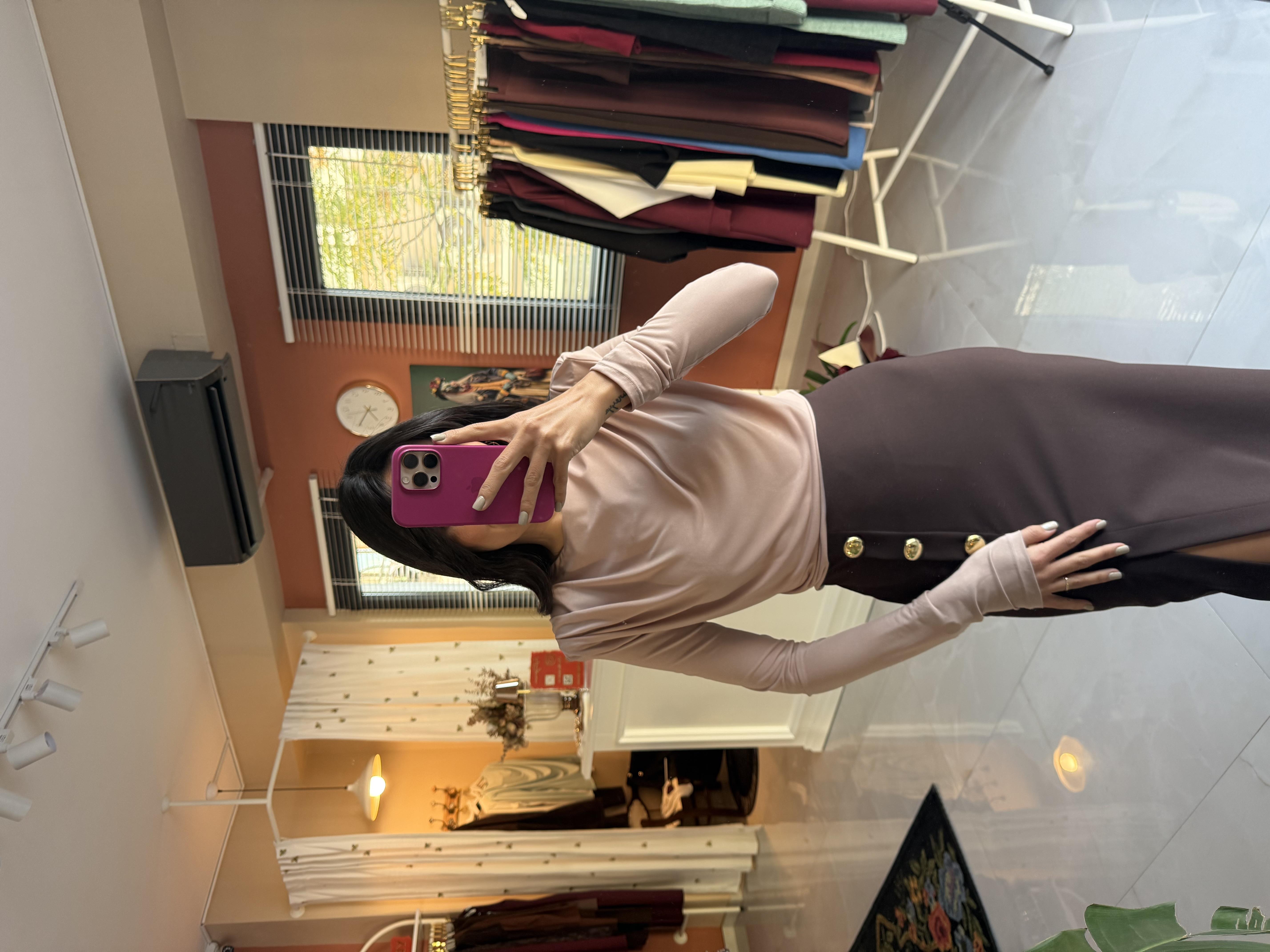 Omuz Vatkalı Degaje Yaka Vizon Bluz