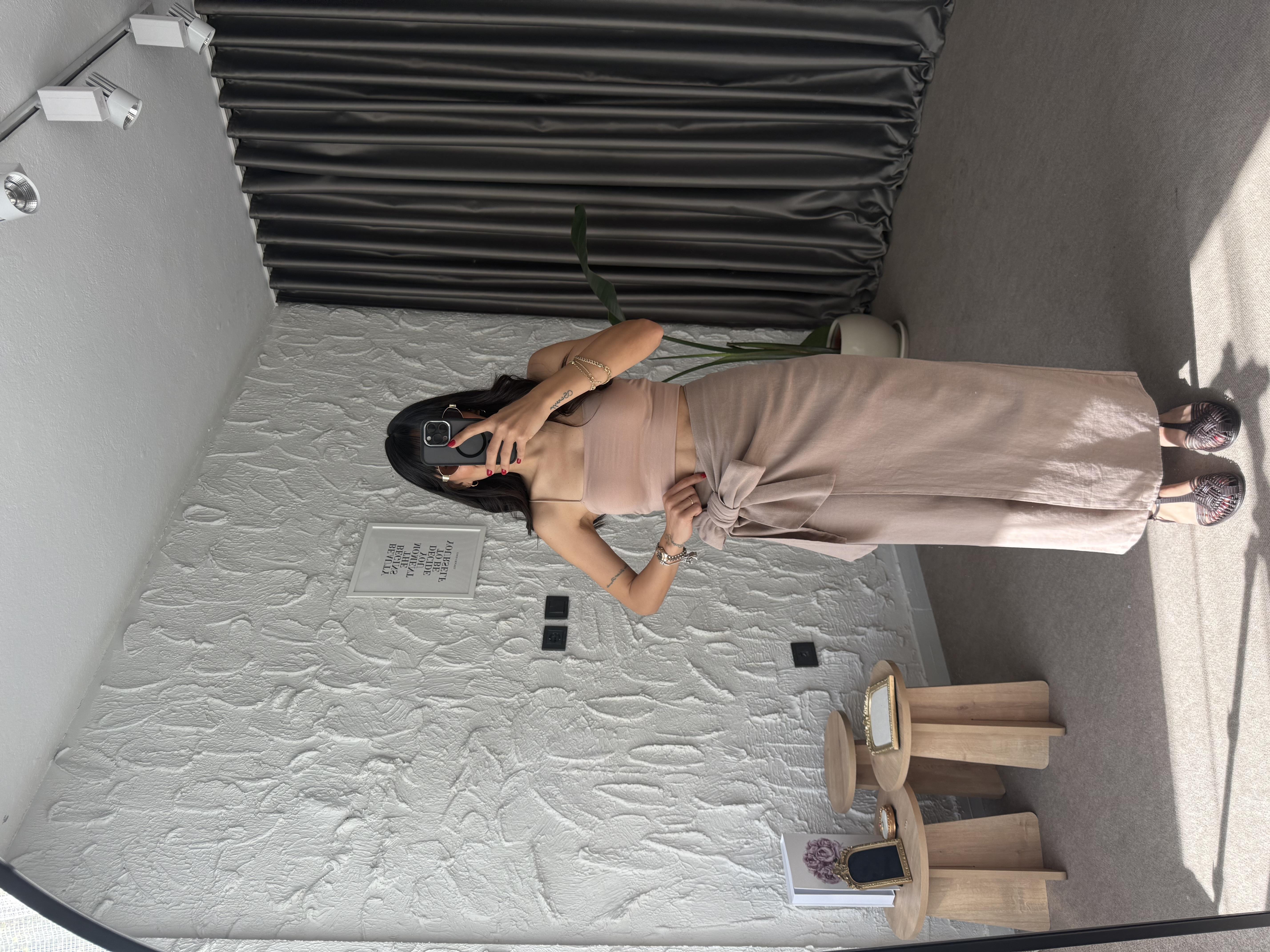 Önü Bağlamalı Pantolon - Taş 