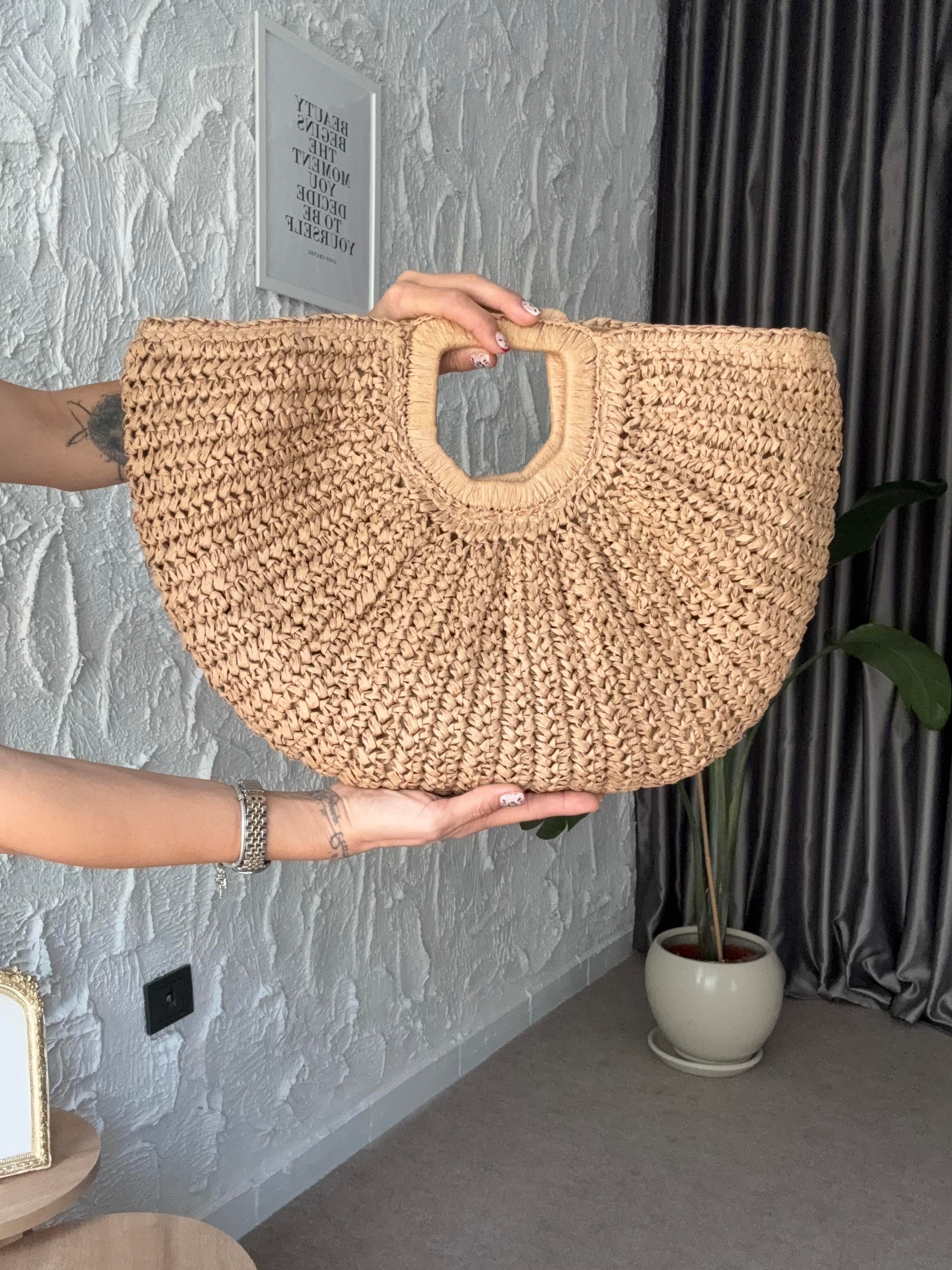 Oval Model Hasır Çanta 