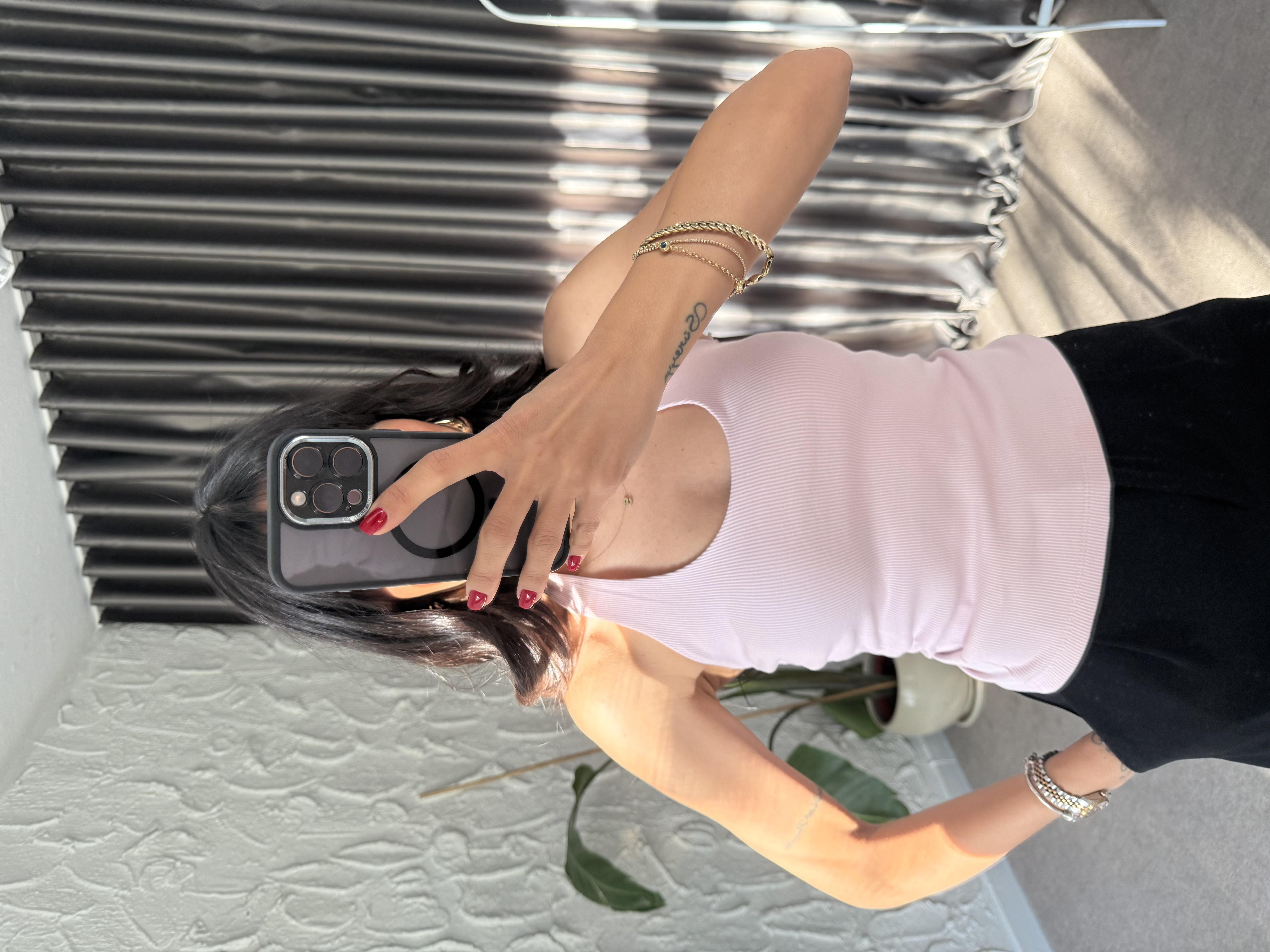 Pembe Halter Yaka Atlet