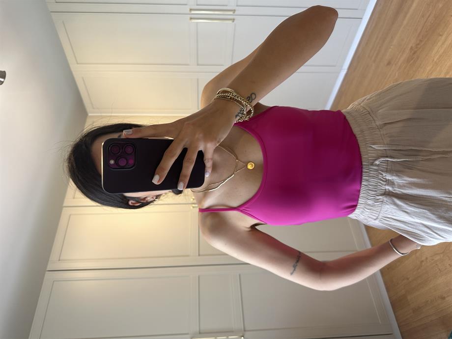 Pembe İnce Askılı Bluz