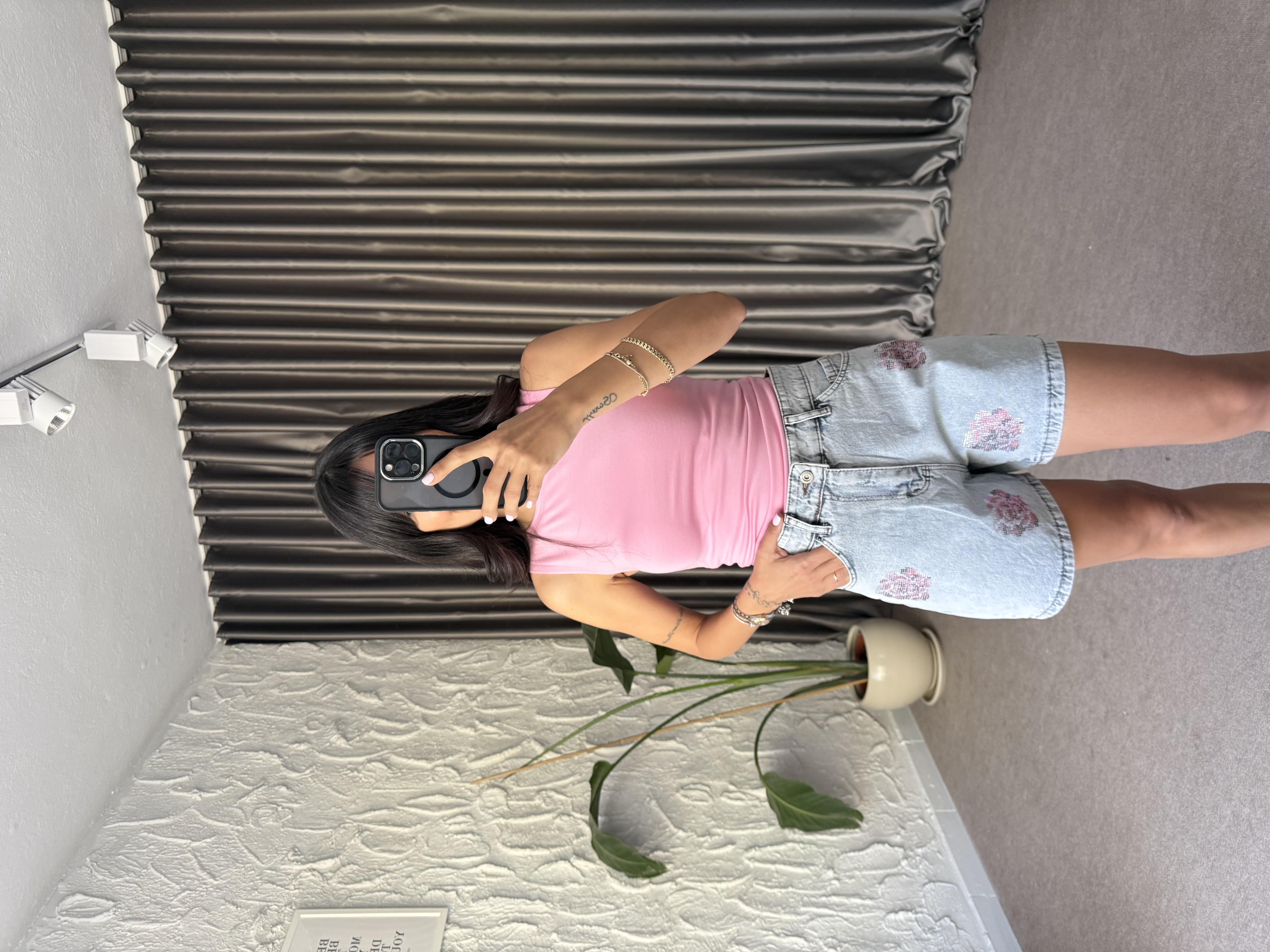 Pembe Kolsuz Basic Bluz