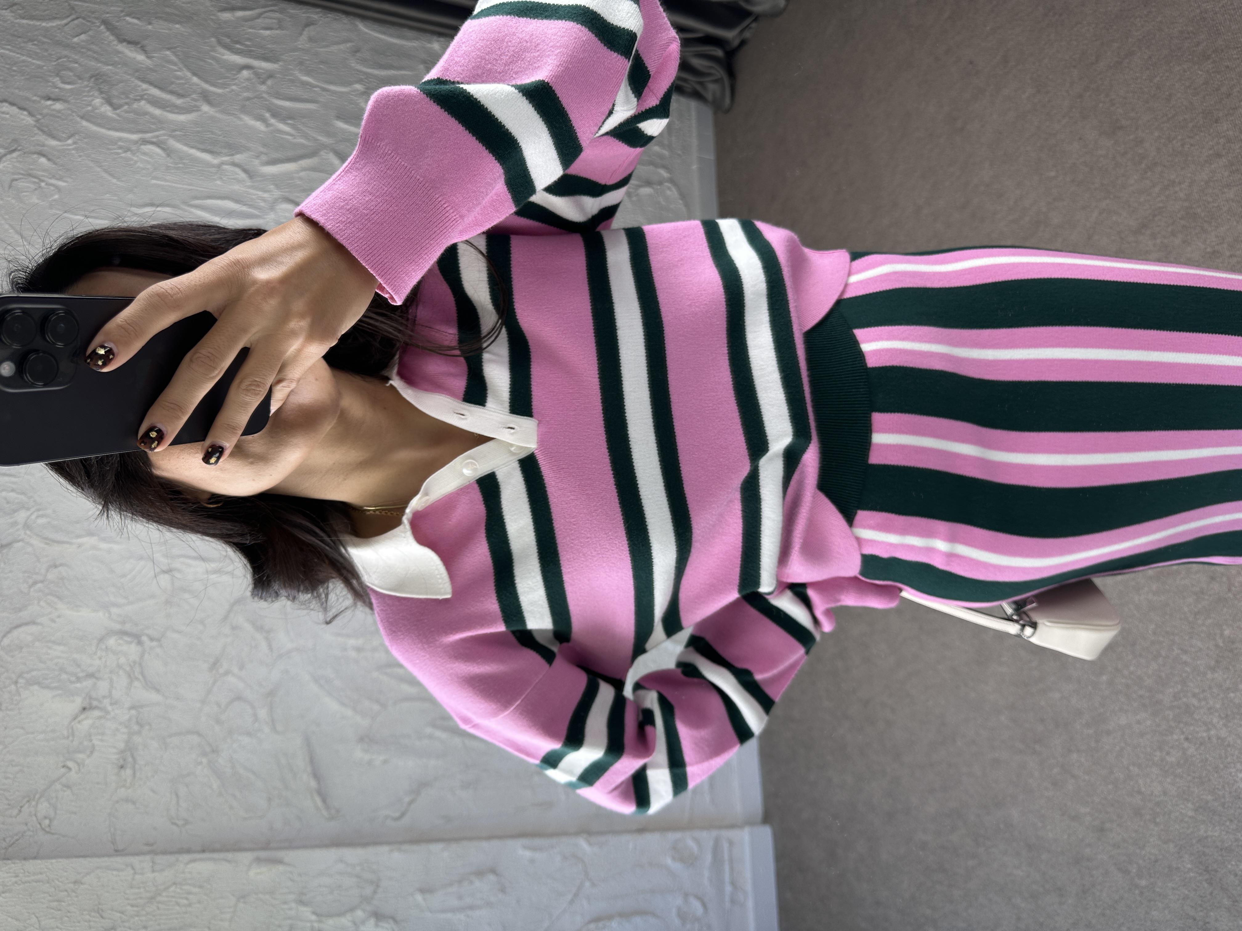 Pembe Polo Yaka Yumuşak Doku Triko Takım · 5