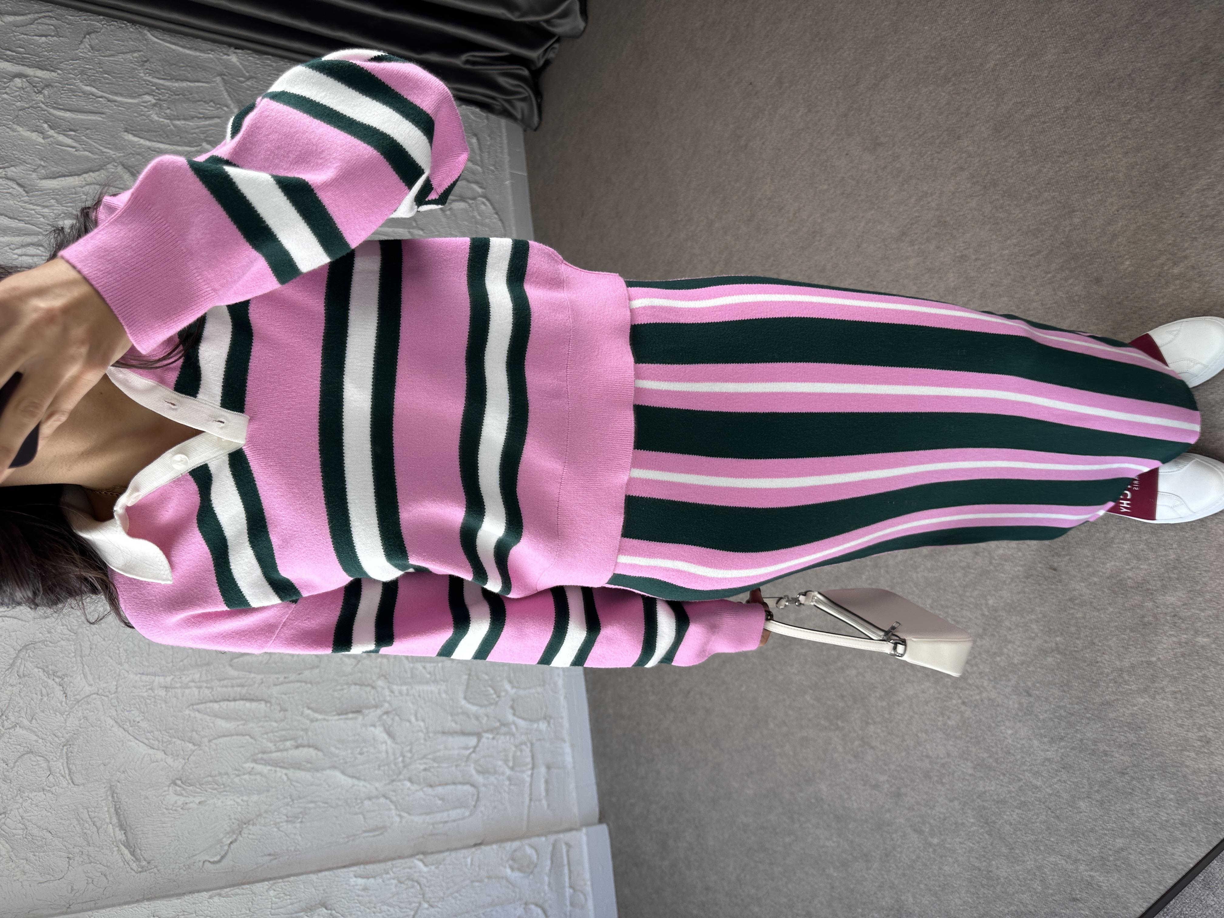 Pembe Polo Yaka Yumuşak Doku Triko Takım · 2