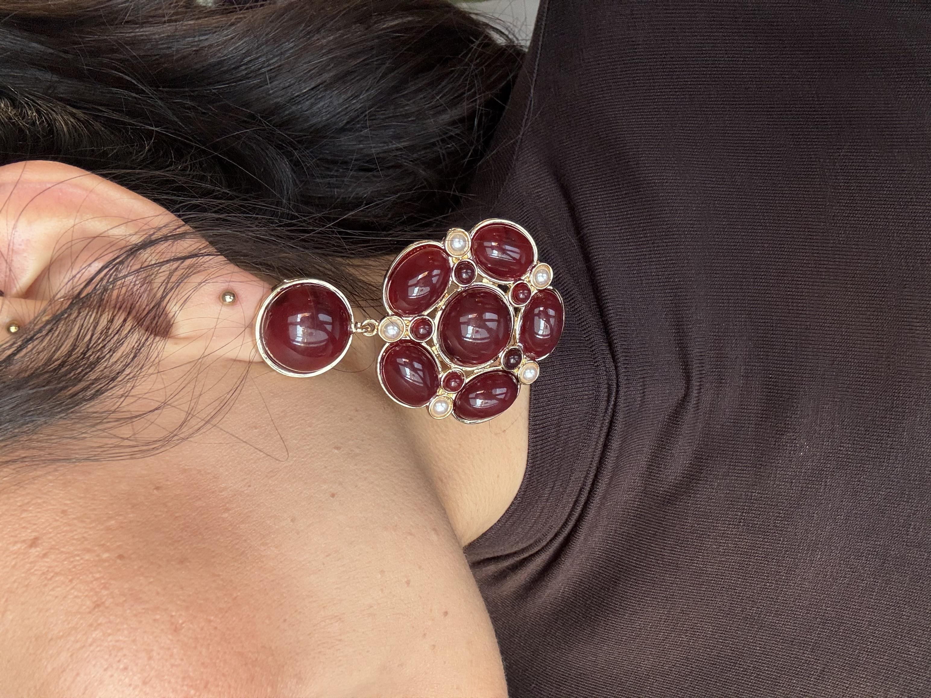 Reçine Bordo Sallantılı Küpe