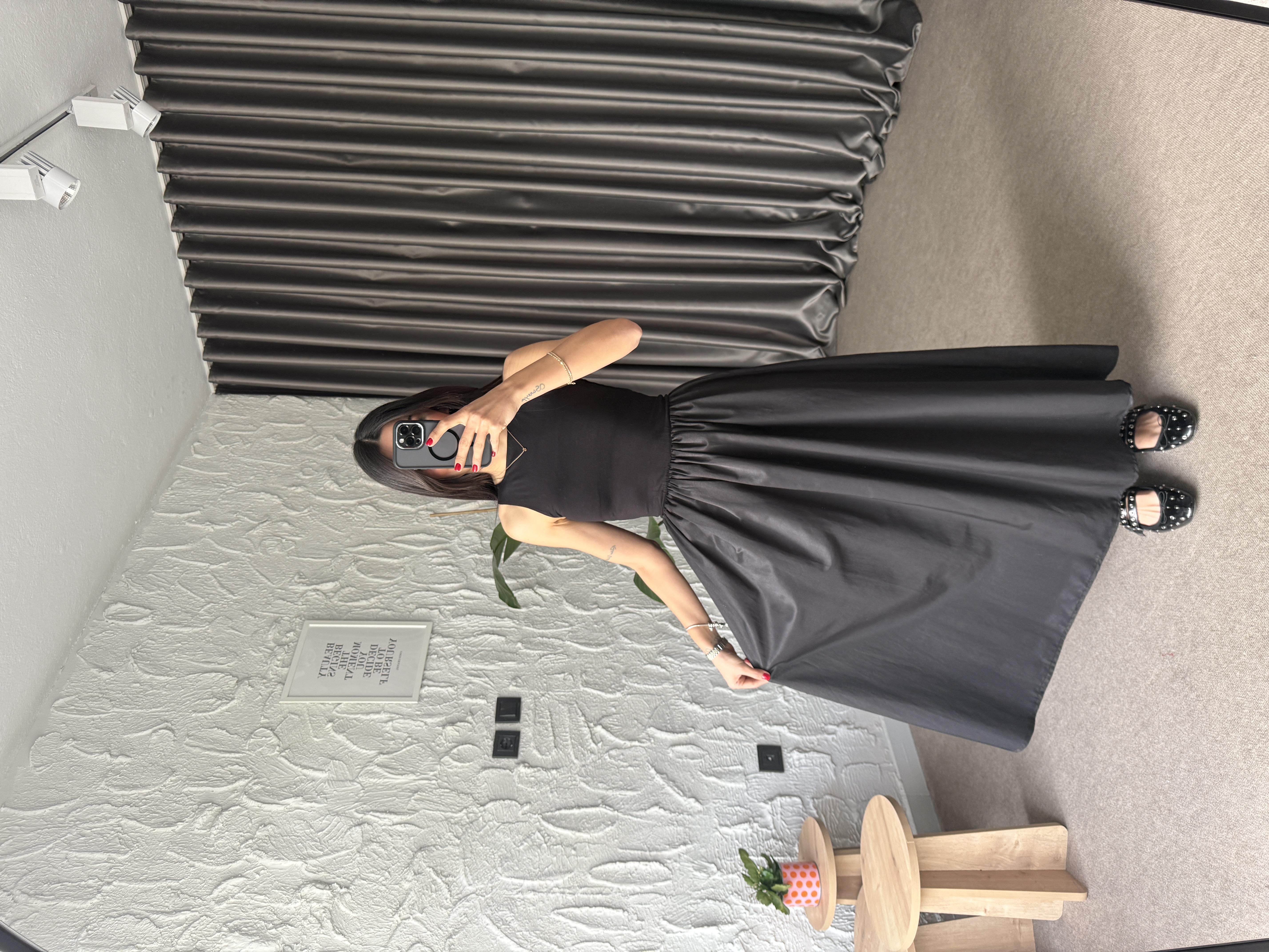 Samy Kolsuz Penye Garnili Paraşüt Kumaş Elbise