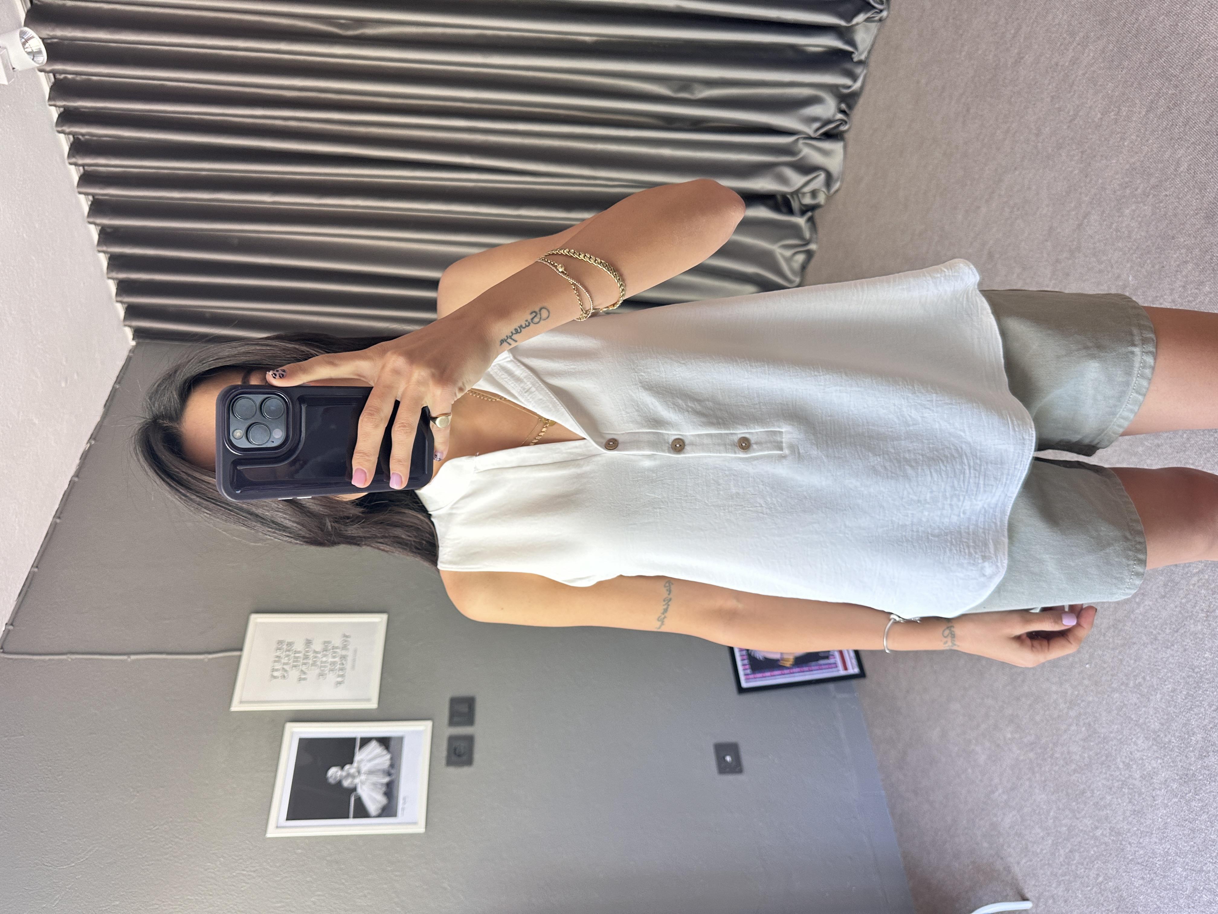 Sıfır Kol Aerobin Beyaz Bluz