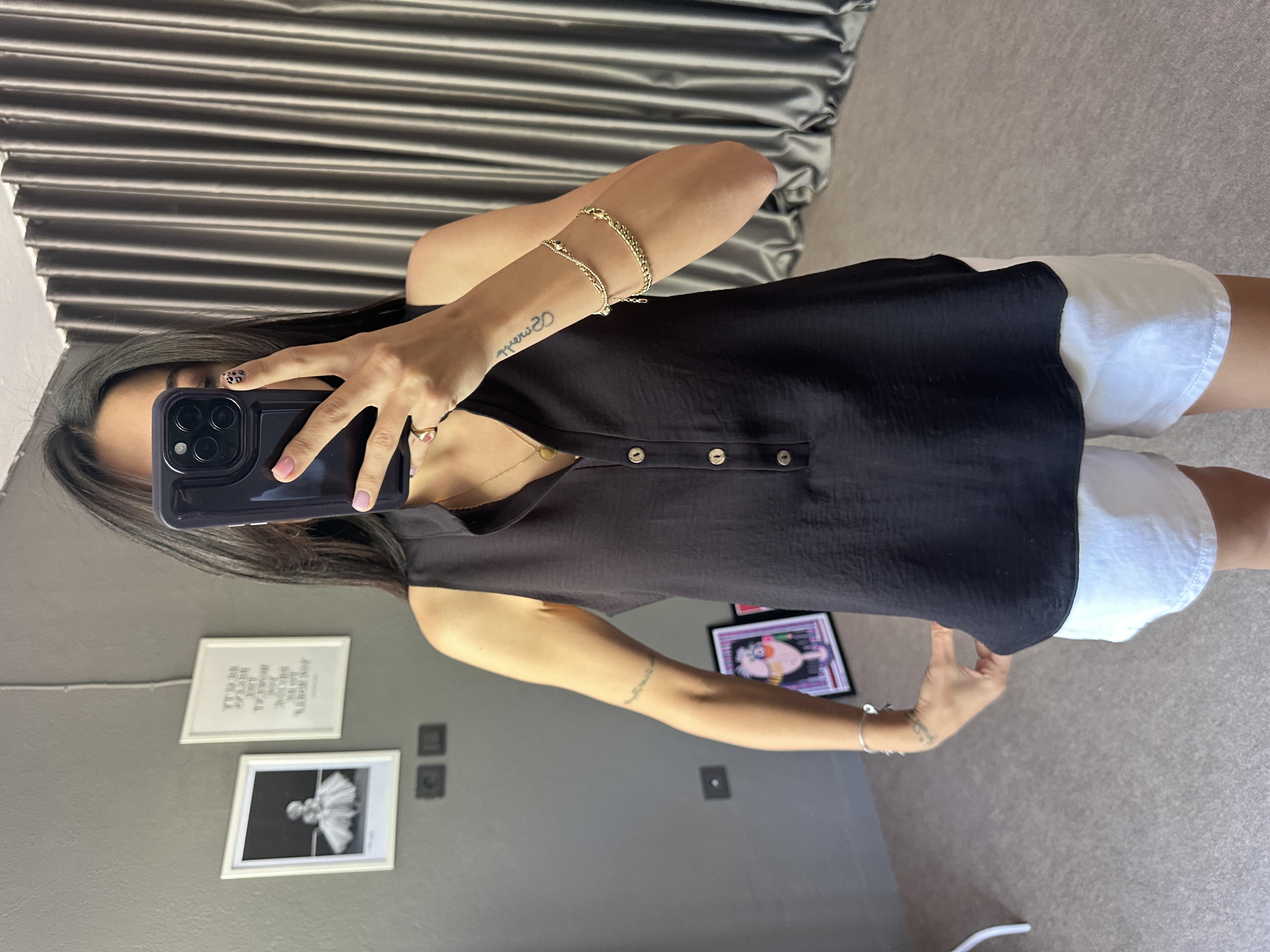 Sıfır Kol Aerobin Siyah Bluz