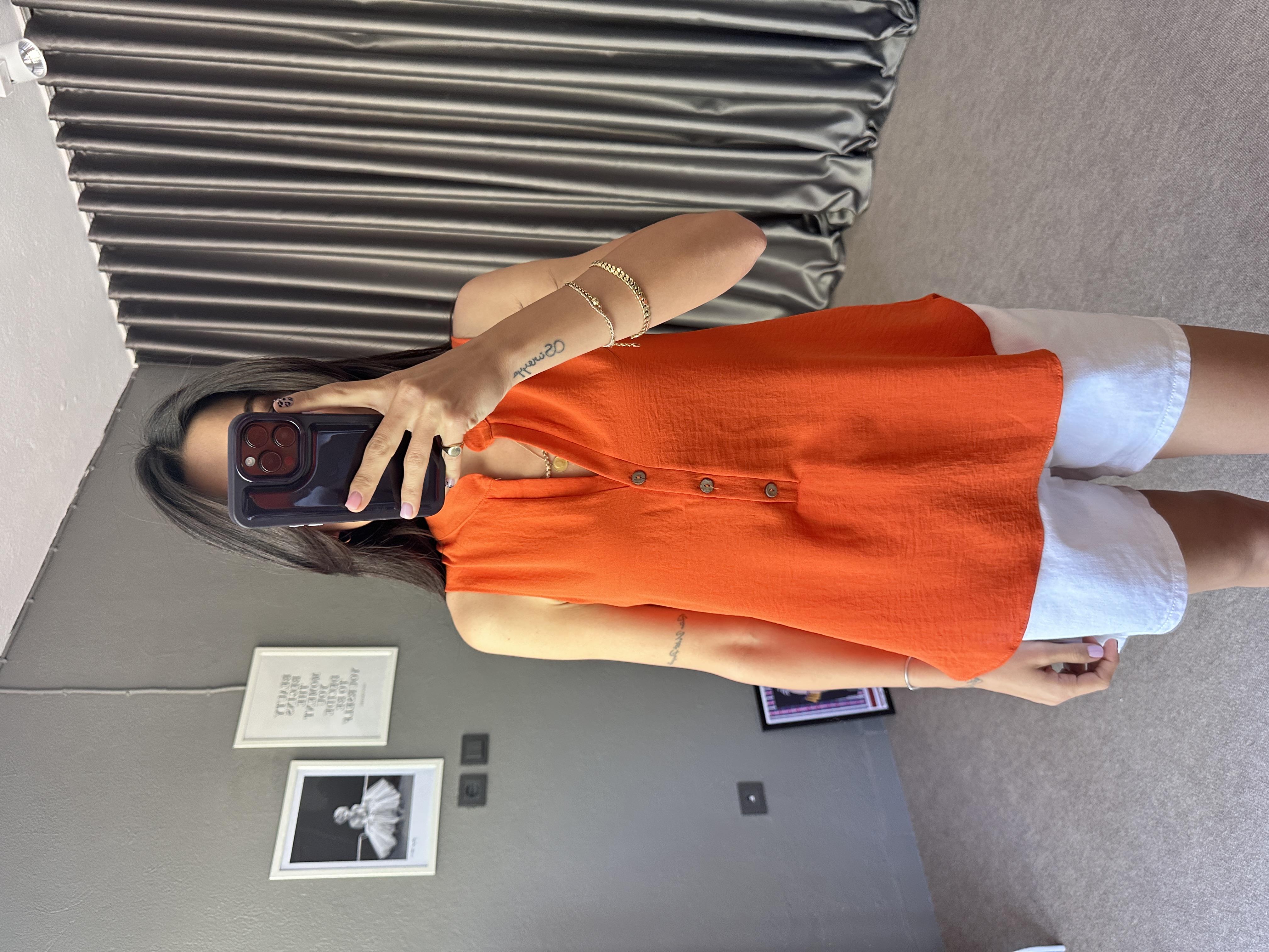 Sıfır Kol Aerobin Turuncu Bluz