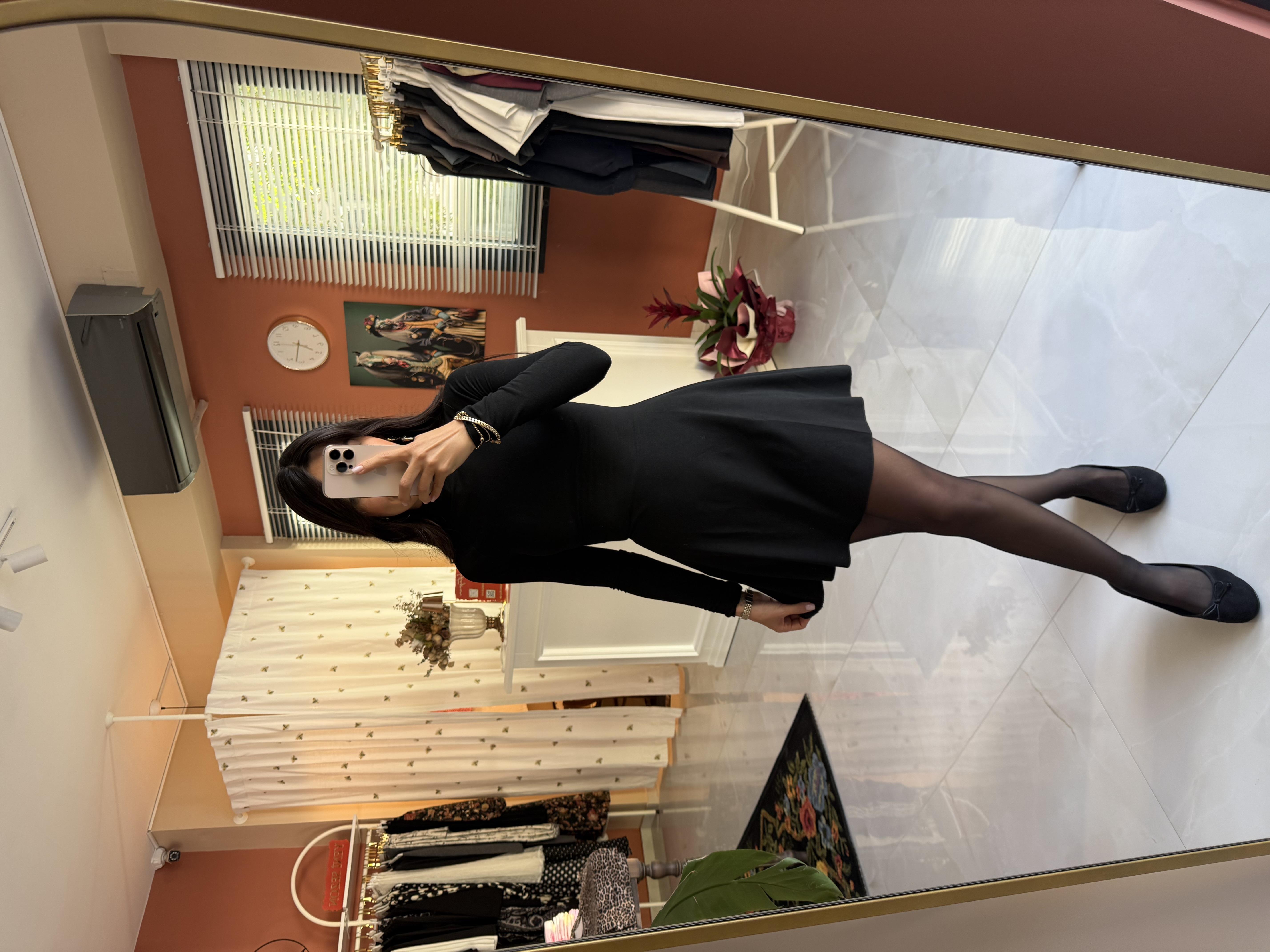 Siyah Çan Mini Elbise 