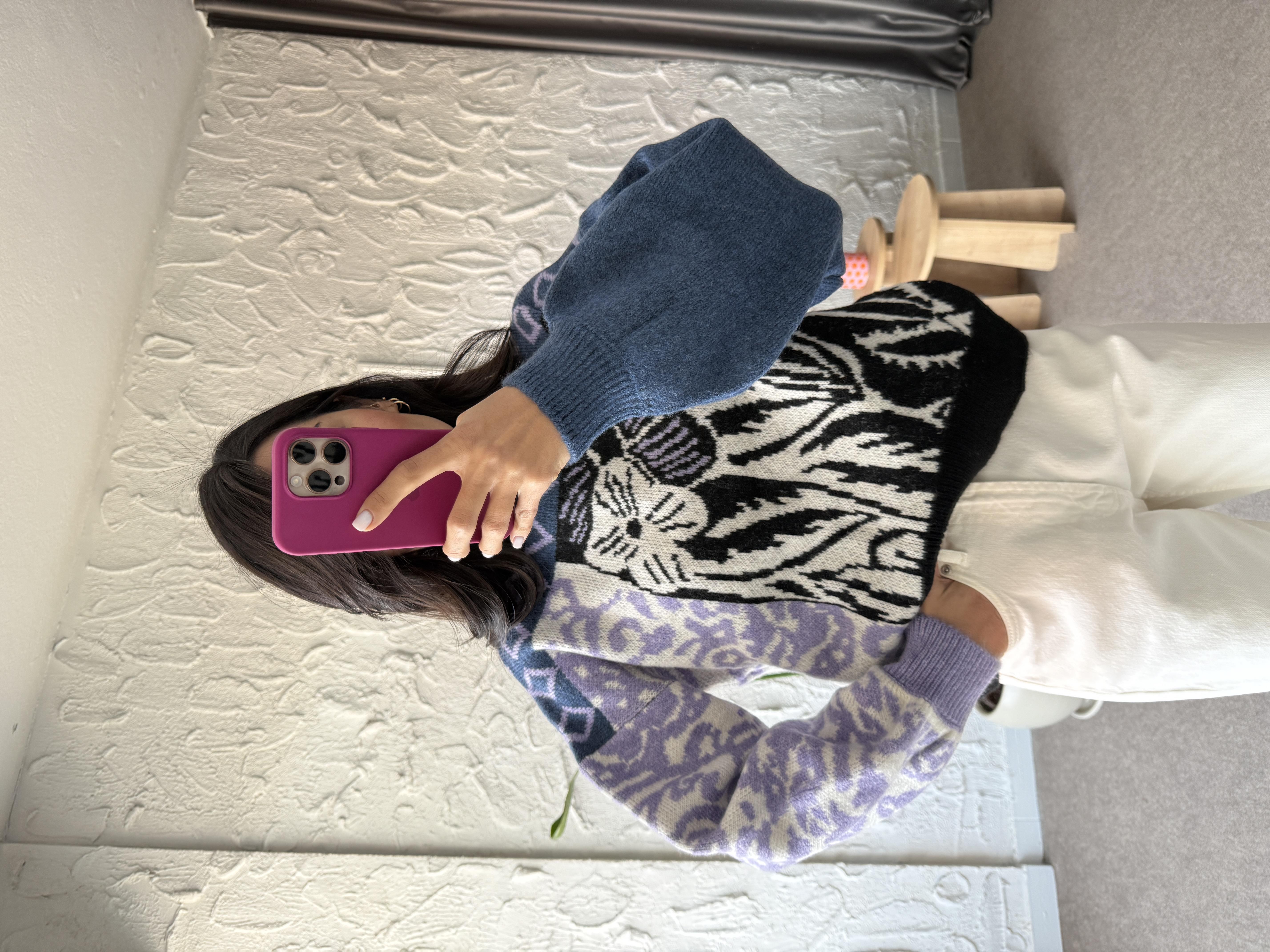 Siyah Lila Kazak Triko