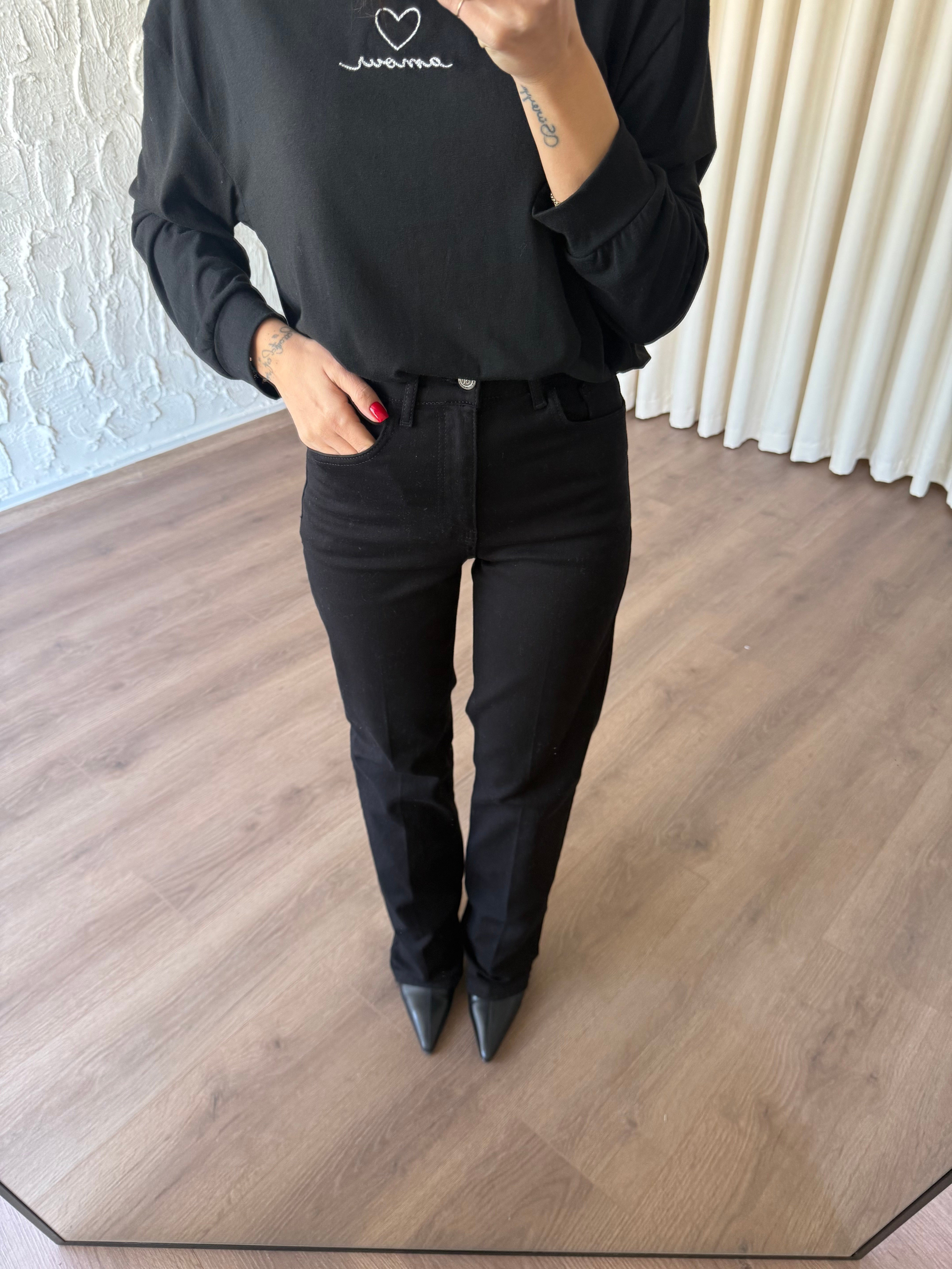 Siyah Wide Leg Yüksek Bel Pantolon