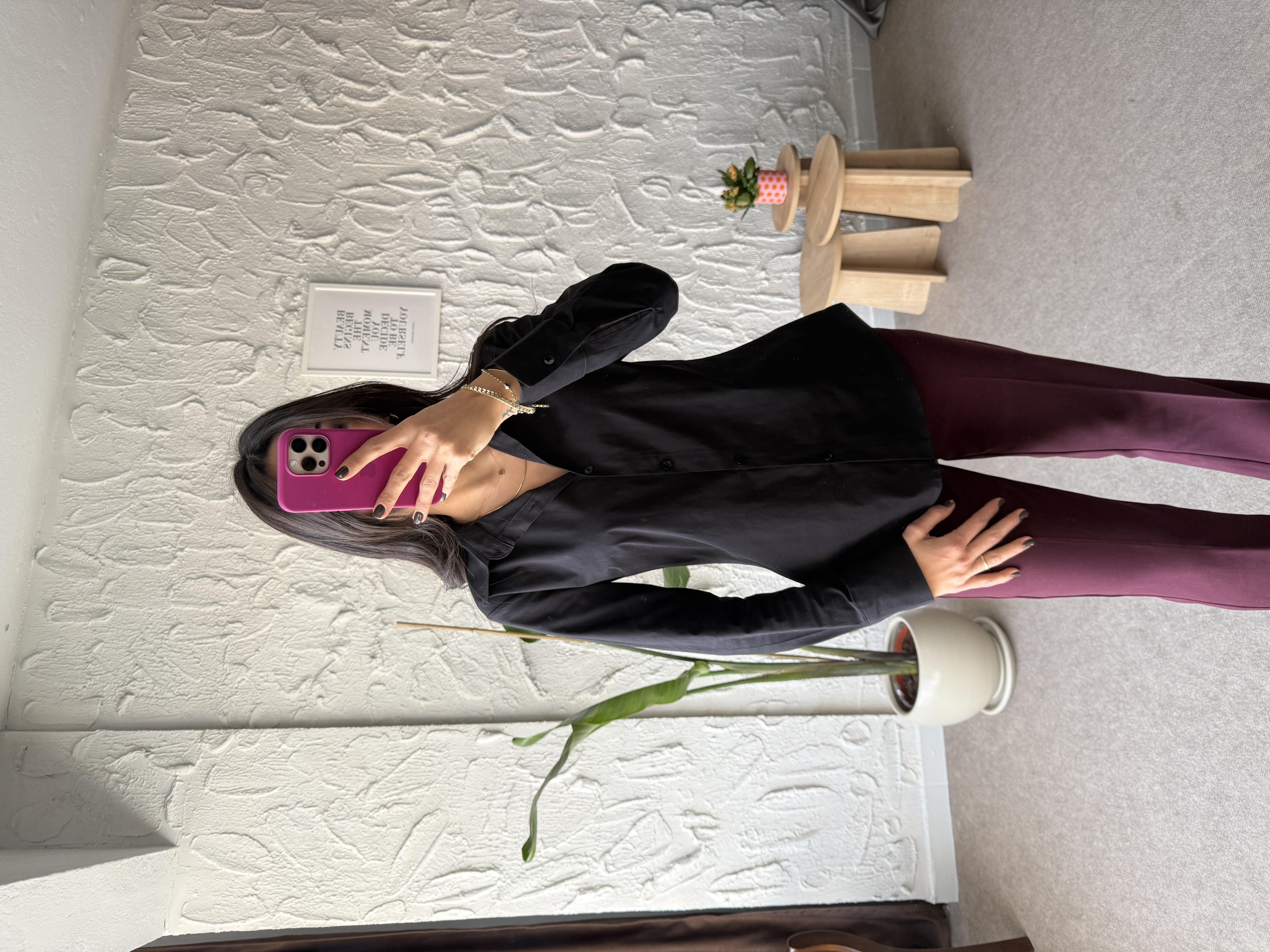 Slim Fit Siyah Pamuk Gömlek