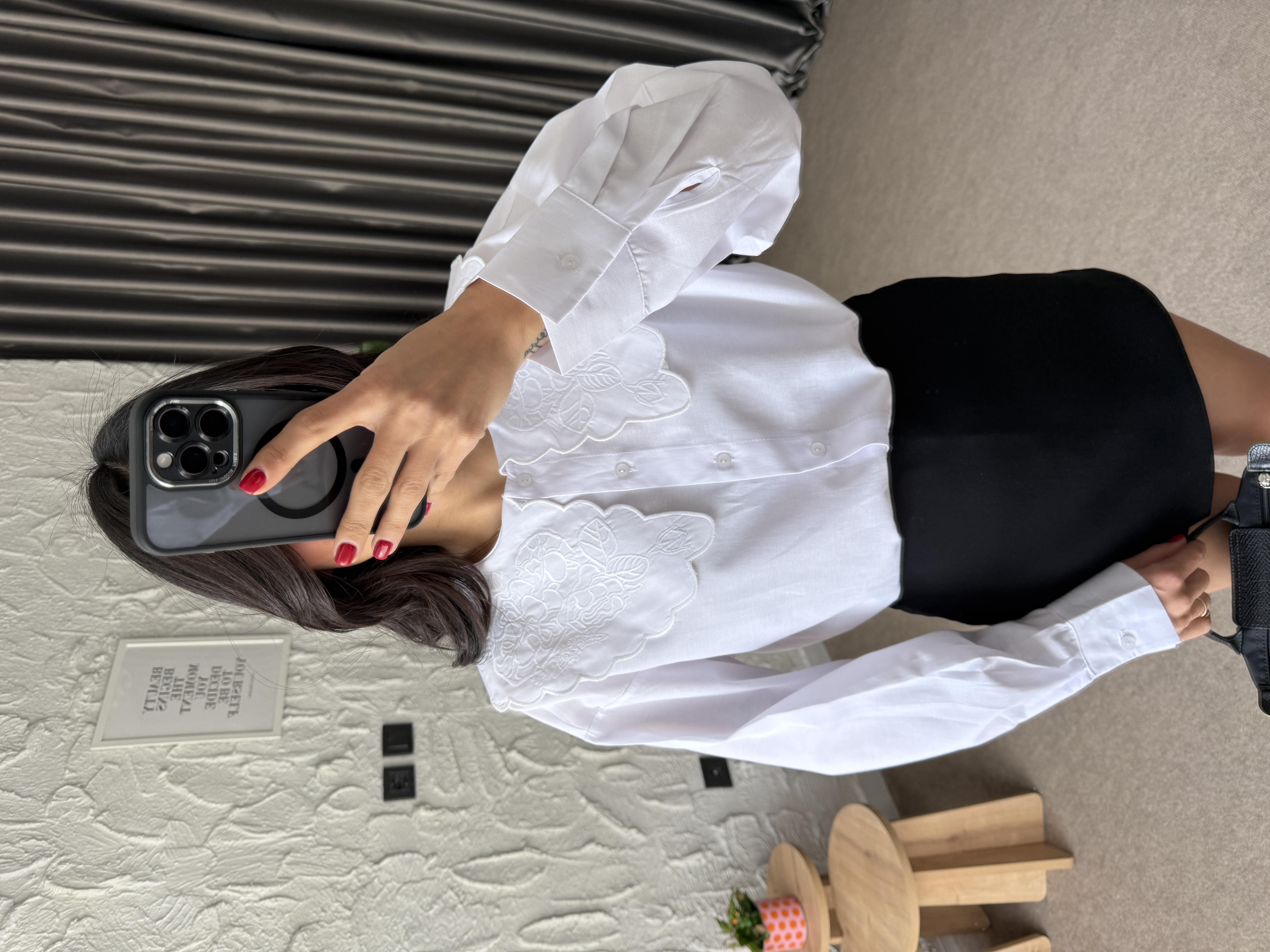 Twist Bebe Yaka Gömlek - Beyaz