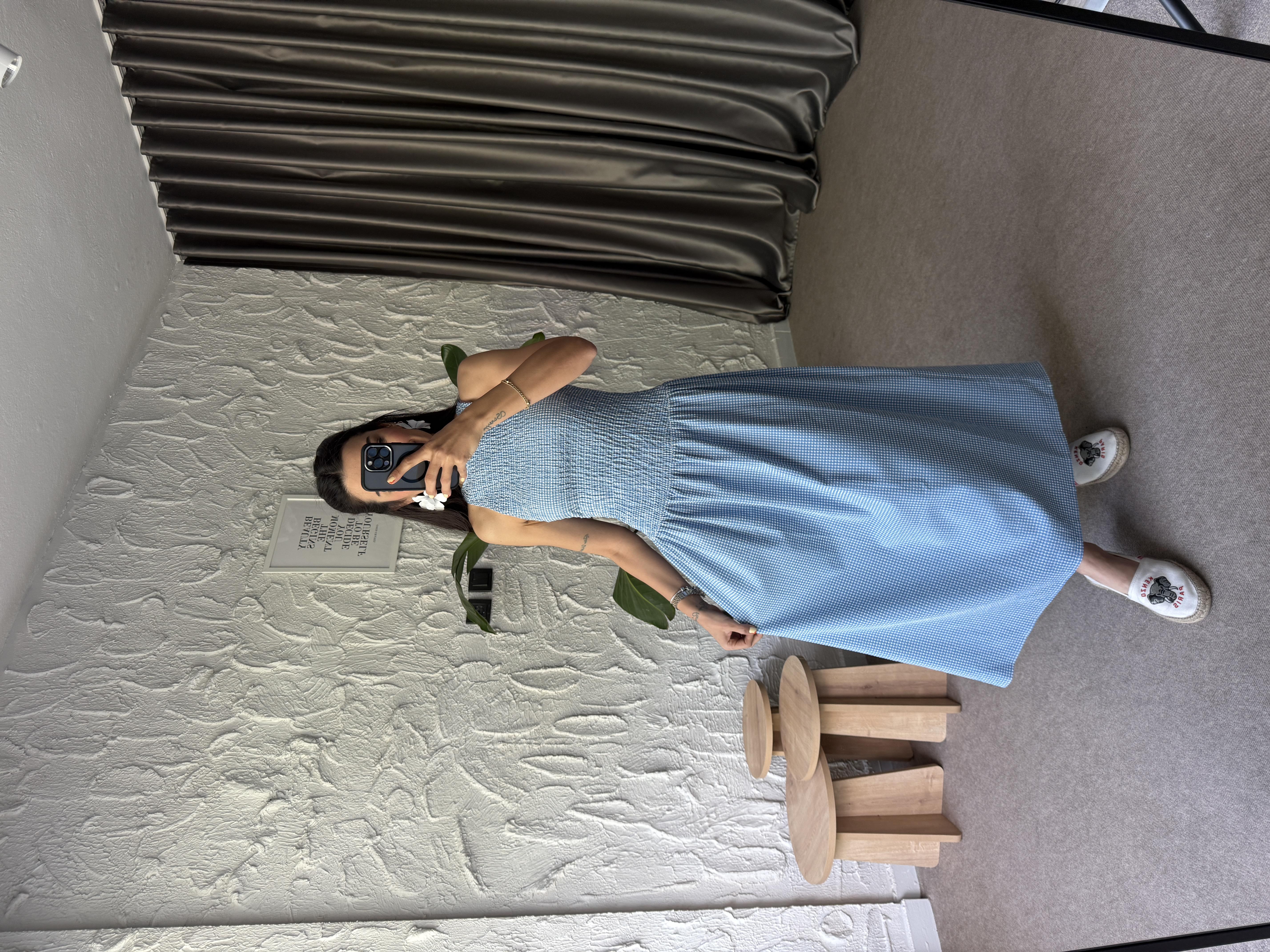 Üstü Gipeli Mavi Elbise