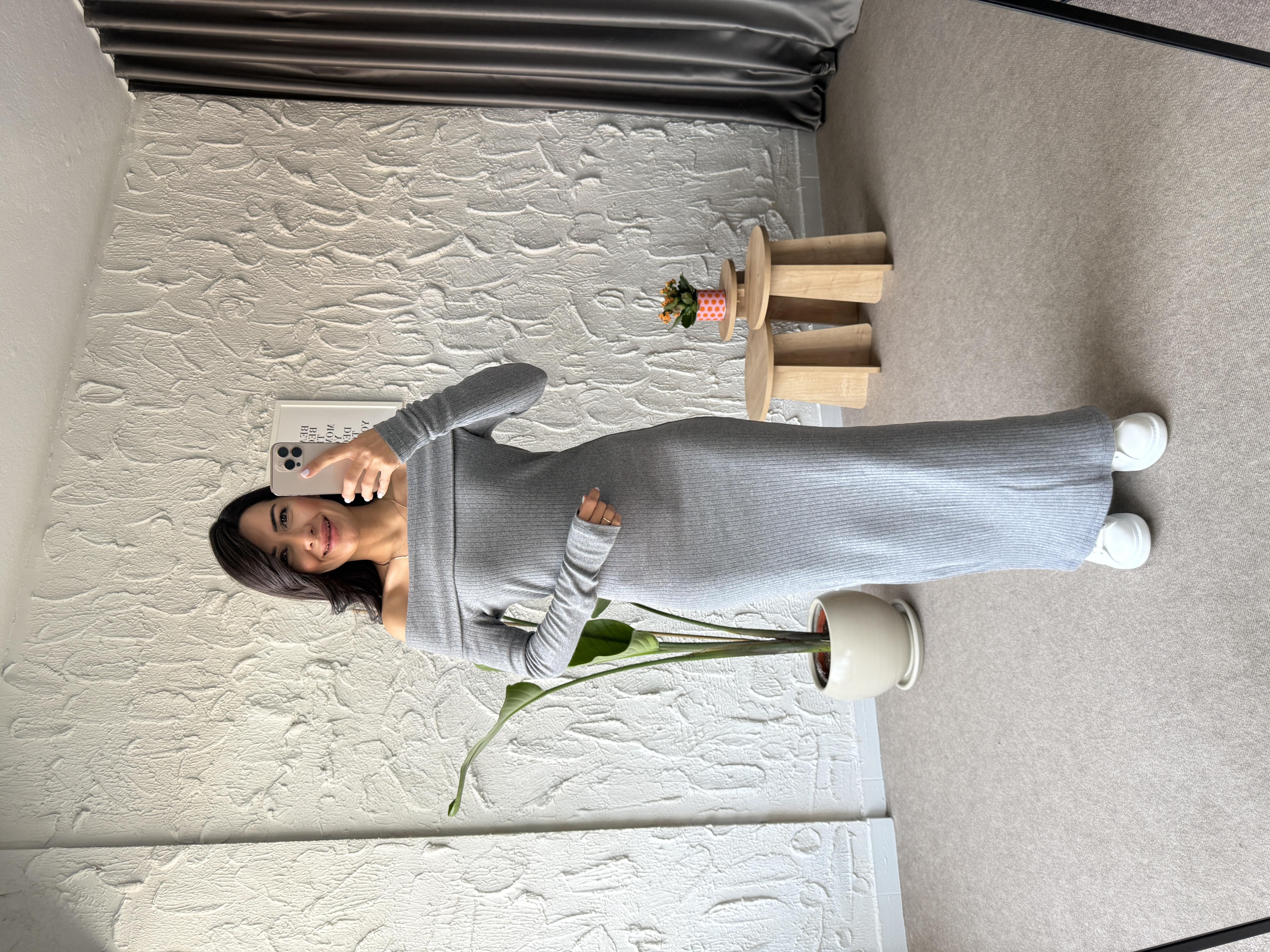 Vala Şardonlu Kaşkorse Gri Elbise 