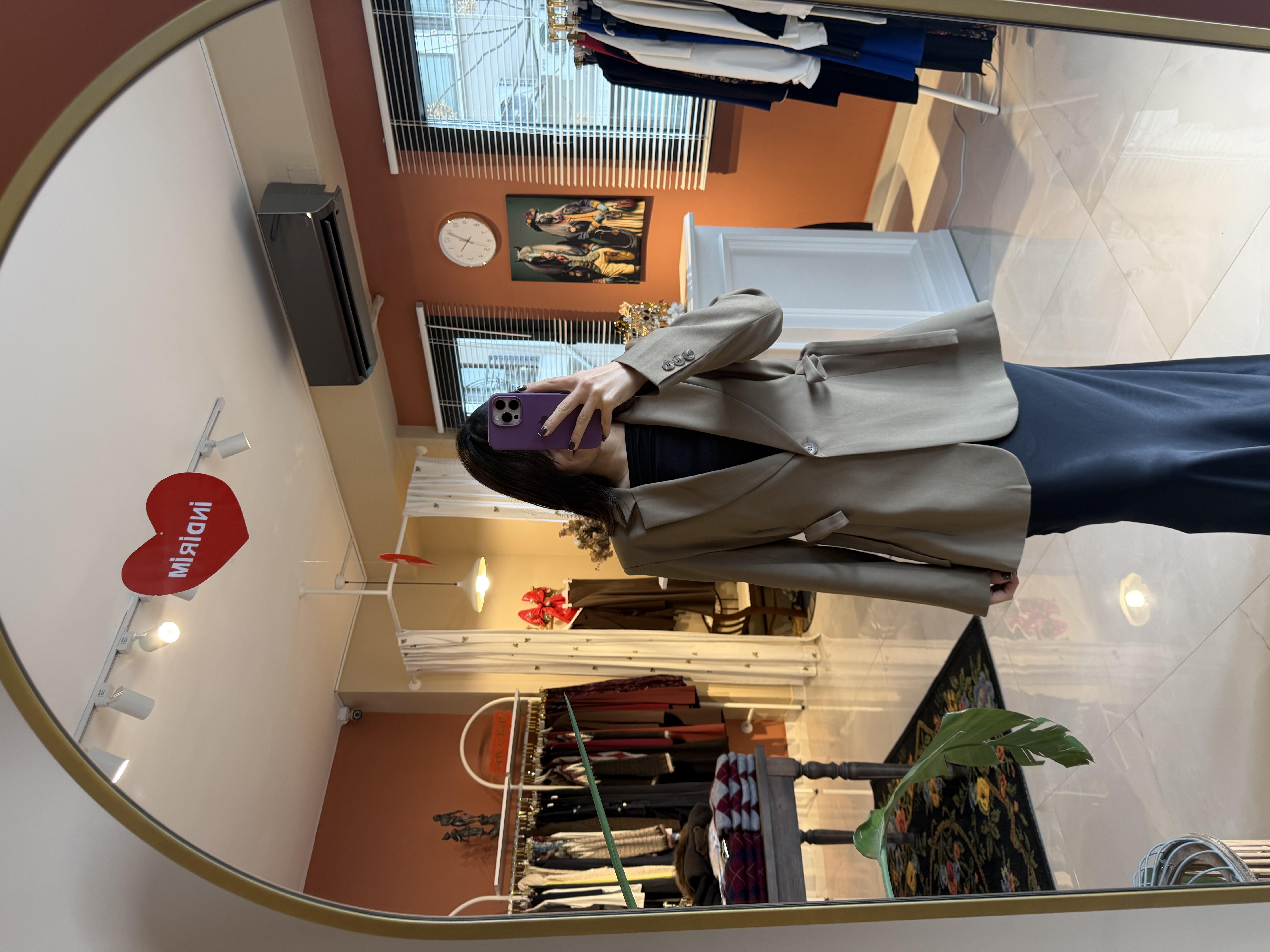 Yandan Bağcıklı Vatkalı Haki Blazer Ceket