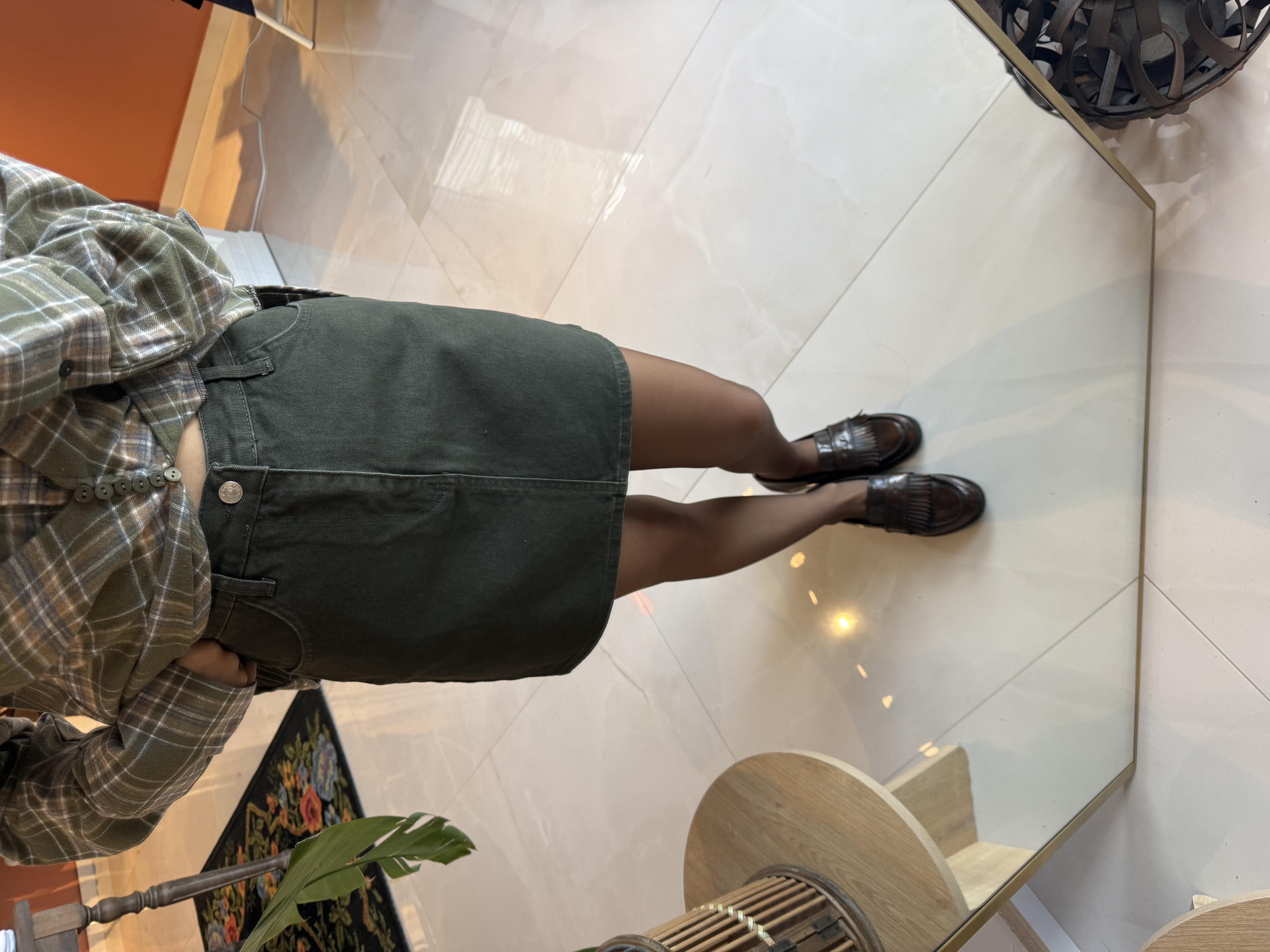 Yeşil Kot Mini Etek