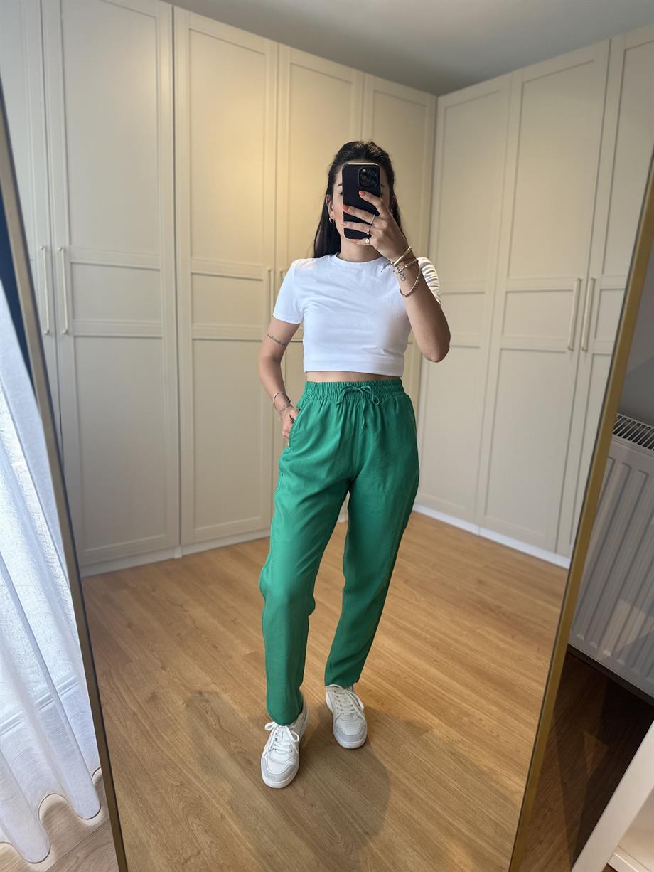 Yeşil Tensel Yandan Biyeli Pantolon