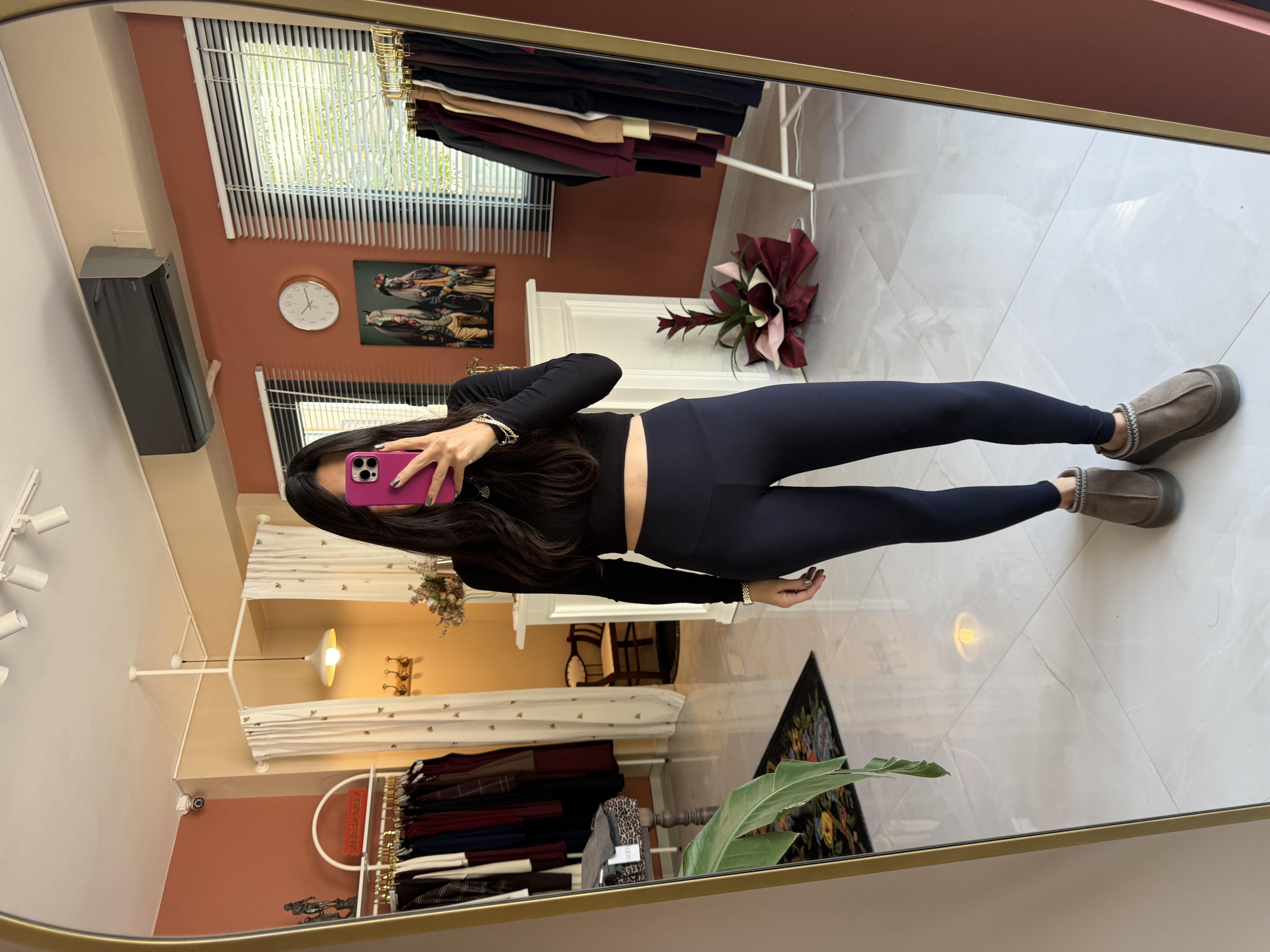 Yüksek Bel Lacivert Modal Tayt