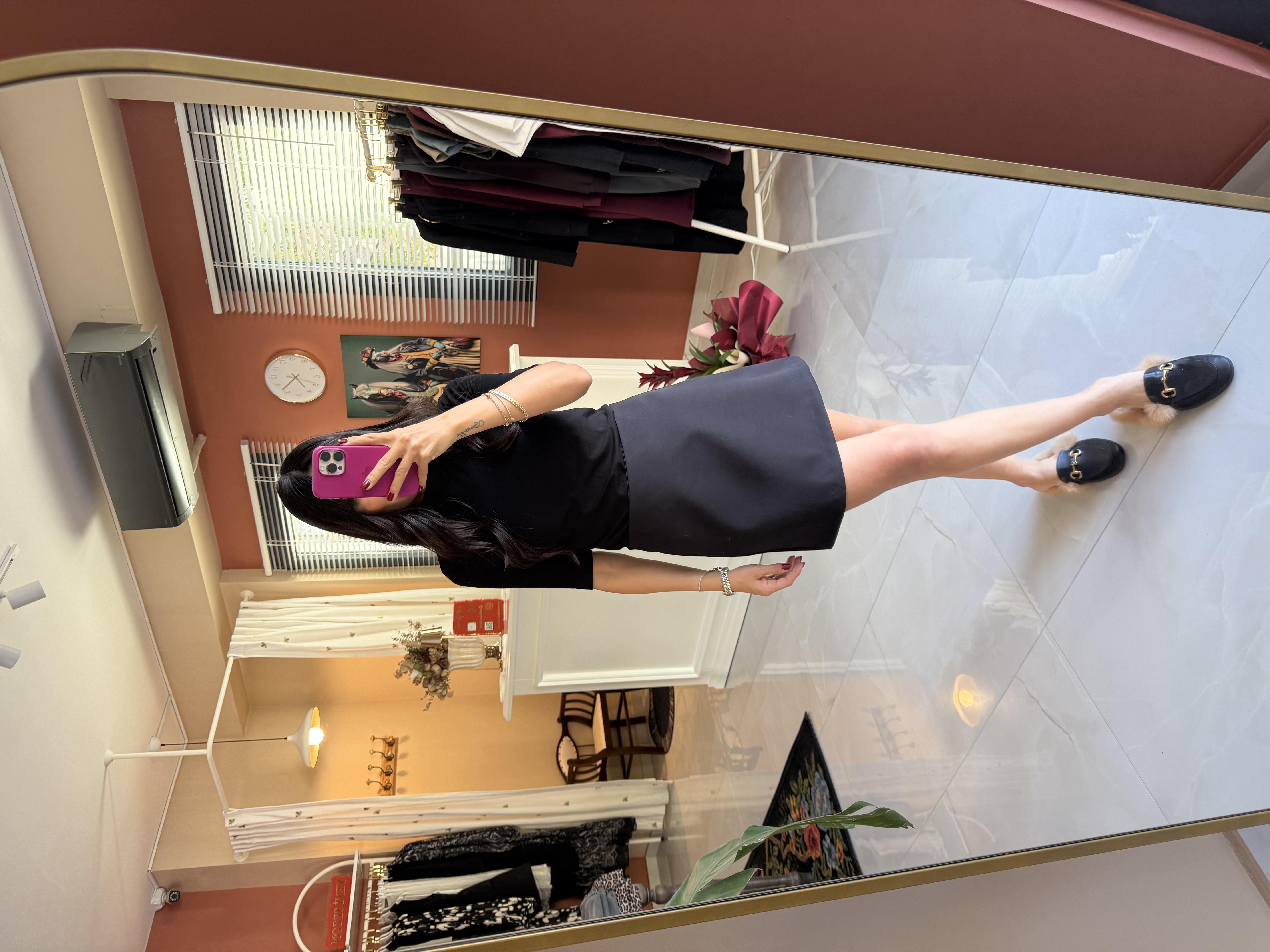 Yüksek Bel Mini Etek - Siyah