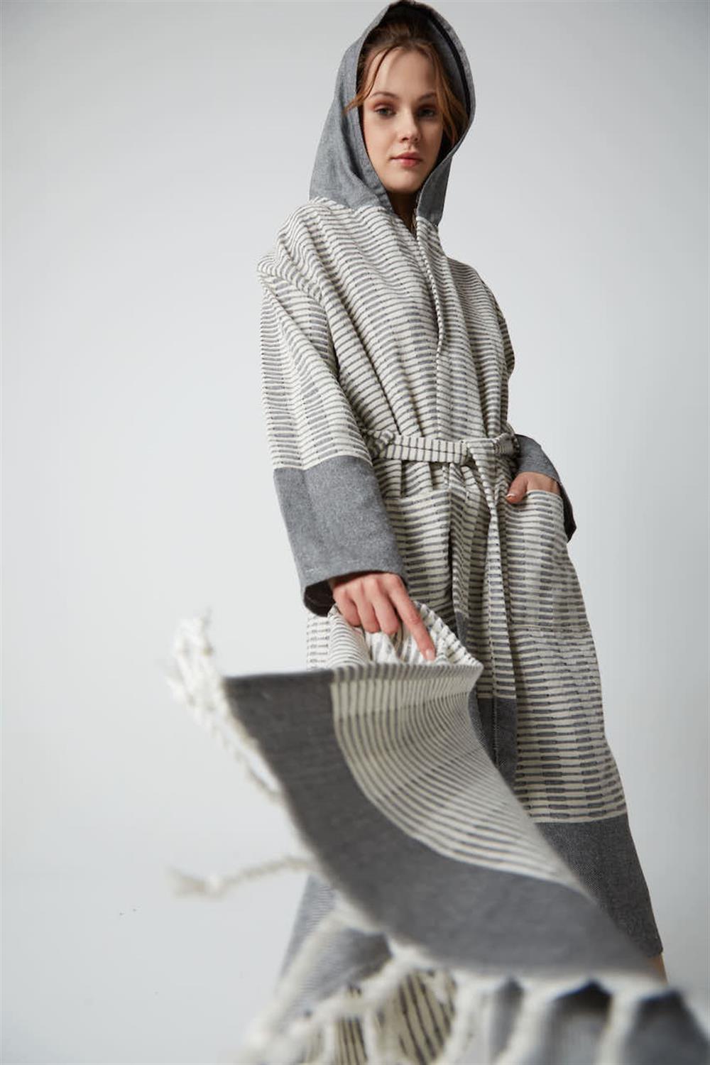 Baget Peştemal Bornoz Gri