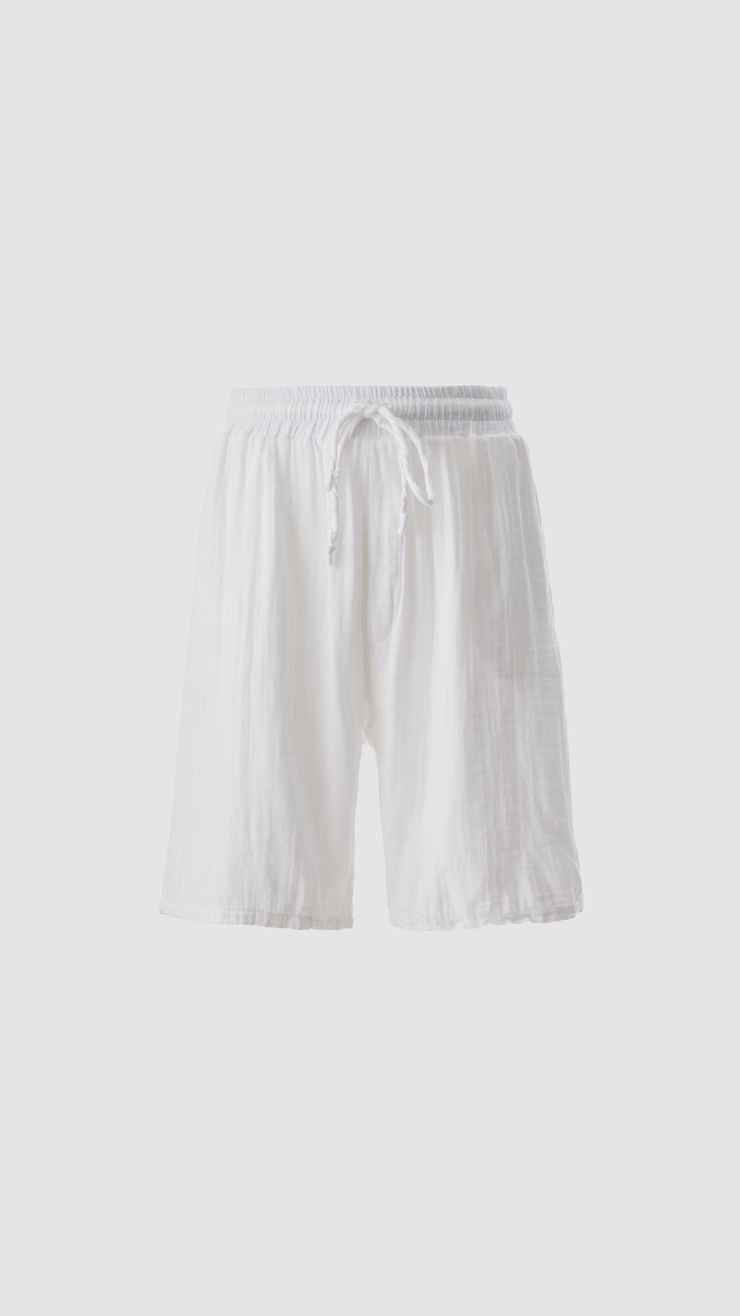 Beyaz Unisex Müslin Şort 