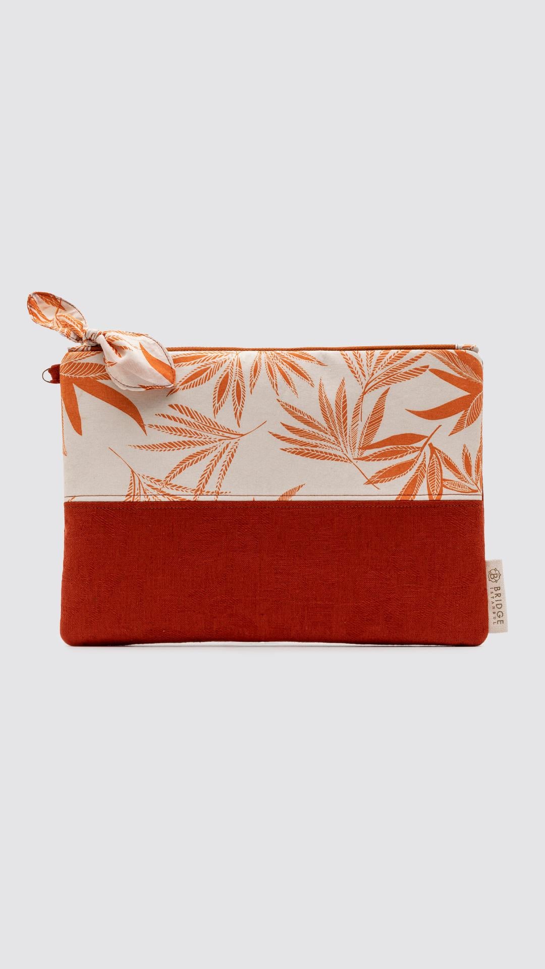 El Yapımı Kiremit Keten Clutch