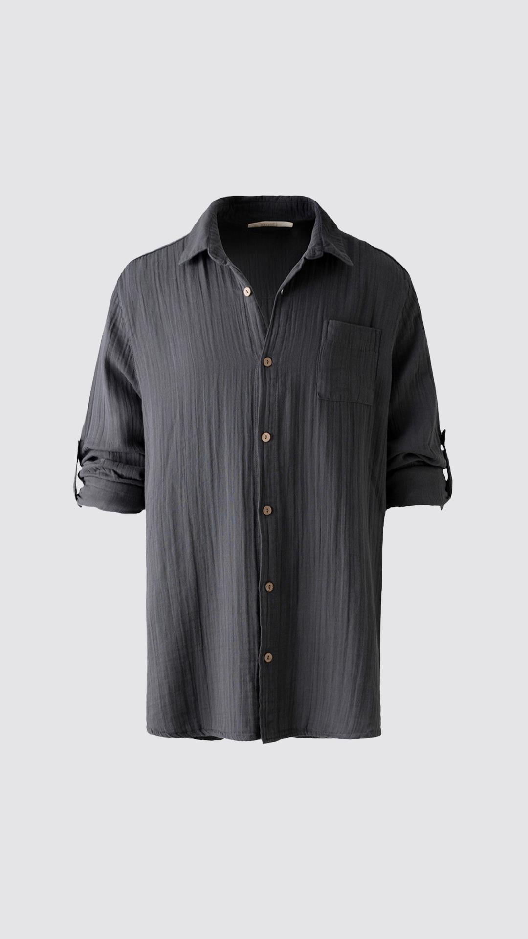 Gri Müslin Unisex Gömlek 