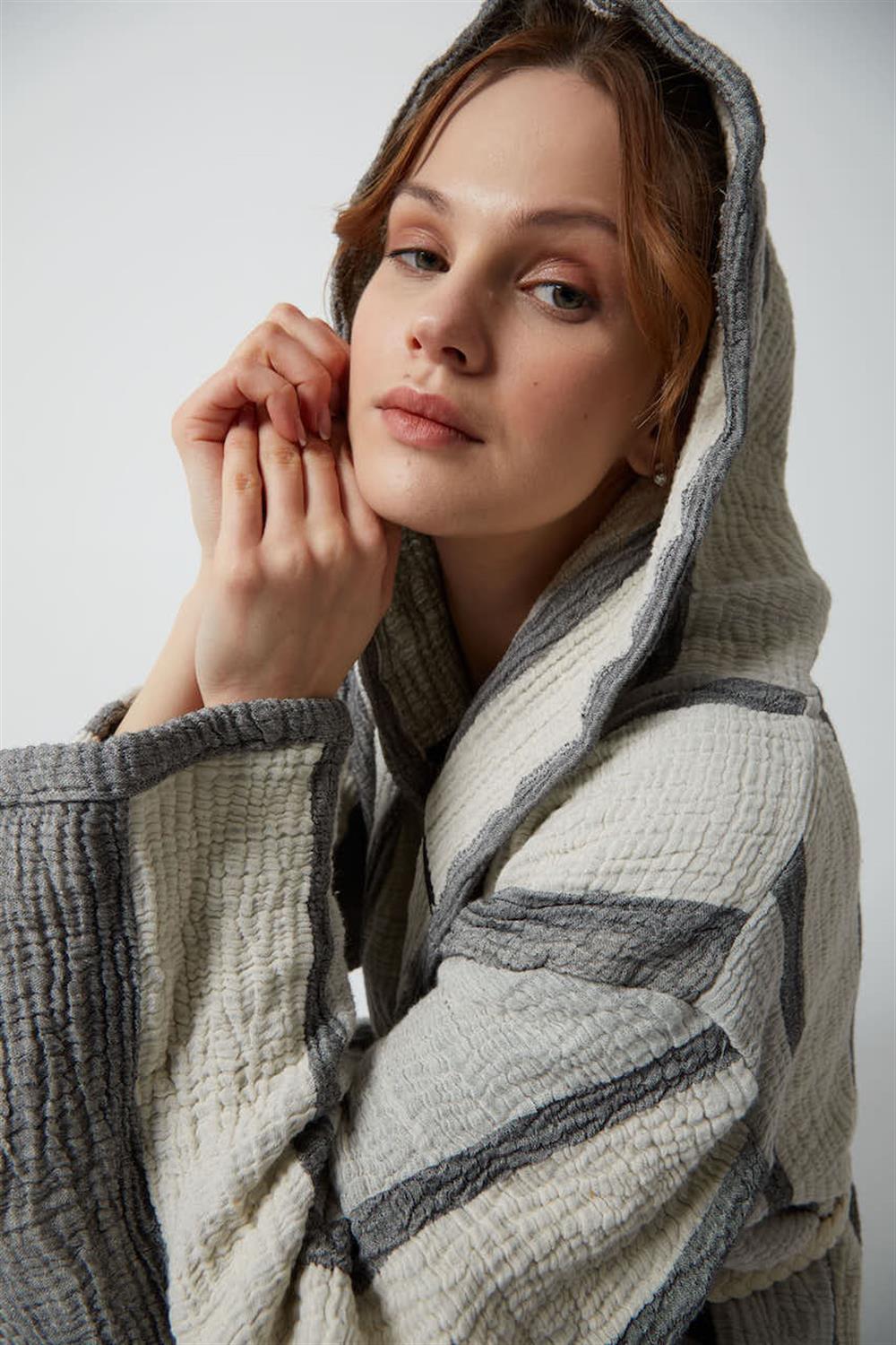 Müslin Peştemal Bornoz Gri 