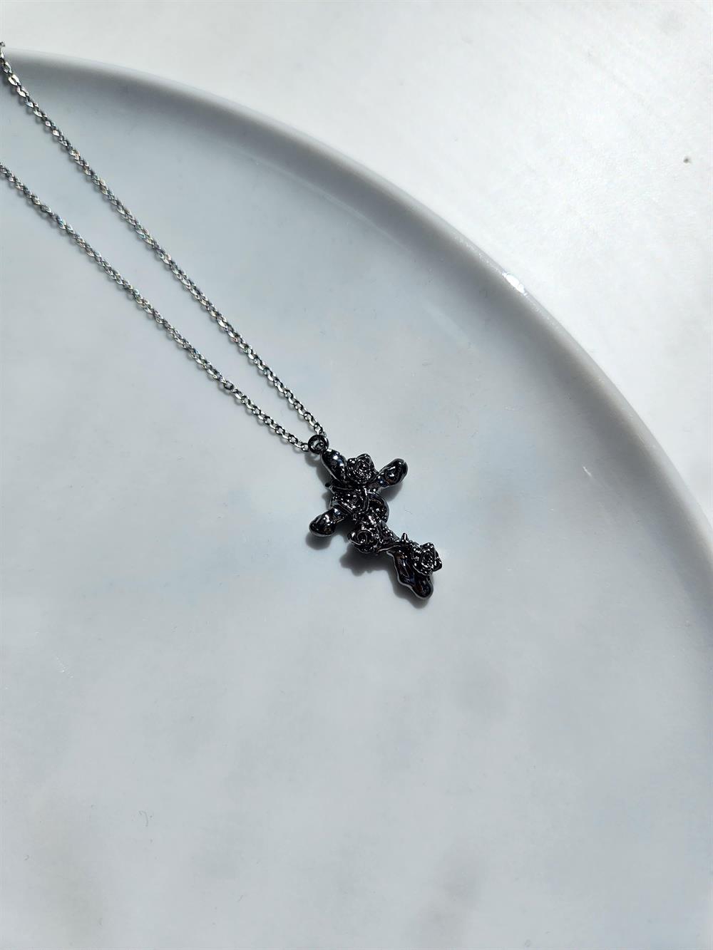ÇELİK Y2K 2000'S KOLYE black charm