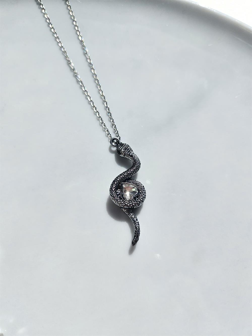 ÇELİK Y2K 2000'S KOLYE black charm