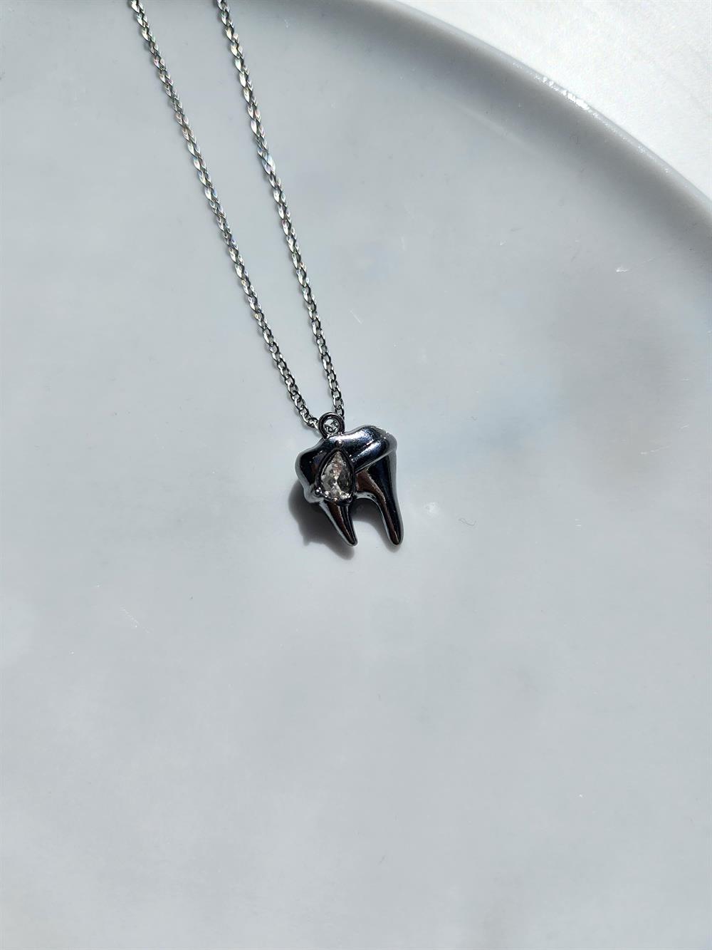 ÇELİK Y2K 2000'S KOLYE black charm