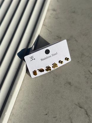 Çelik 6'lı Küpe gold