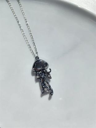 ÇELİK Y2K 2000'S KOLYE black charm