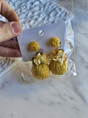 Pirinç Kasa Hasır Yazlık Büyük Küpe 