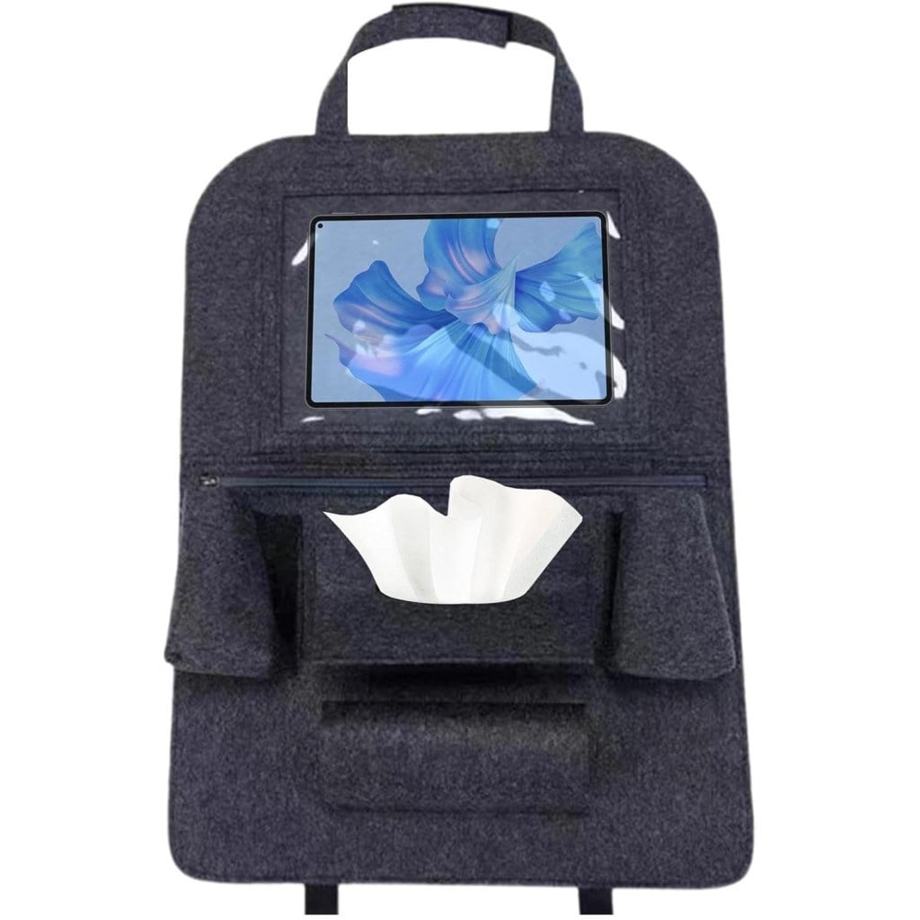 Glanz Araç Koltuk Arkası Organizer Koyu Gri Oto Tablet Telefon Tutucu Araba İçi Düzenleyici