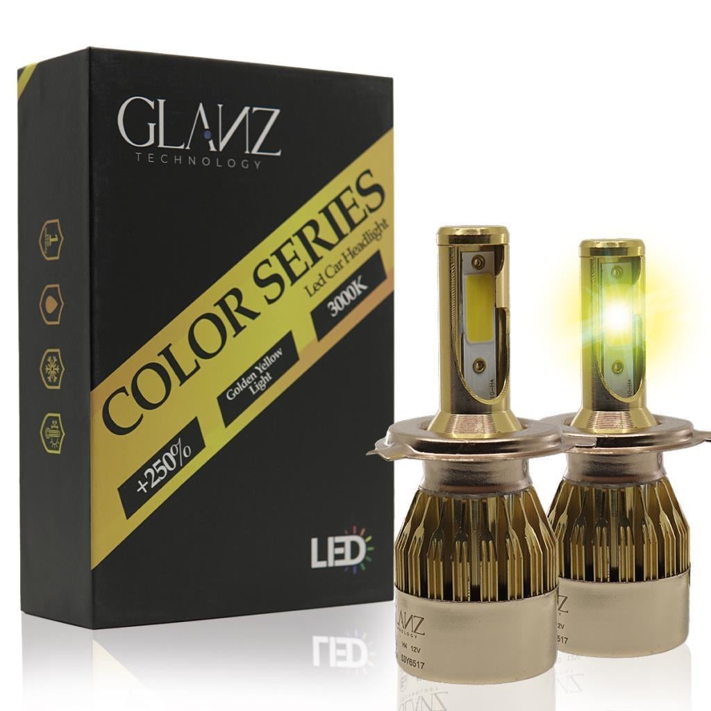 Glanz H4 Altın Sarı Gold 3000K Led Xenon 8000LM Şimşek Etkili    Far Ampulü