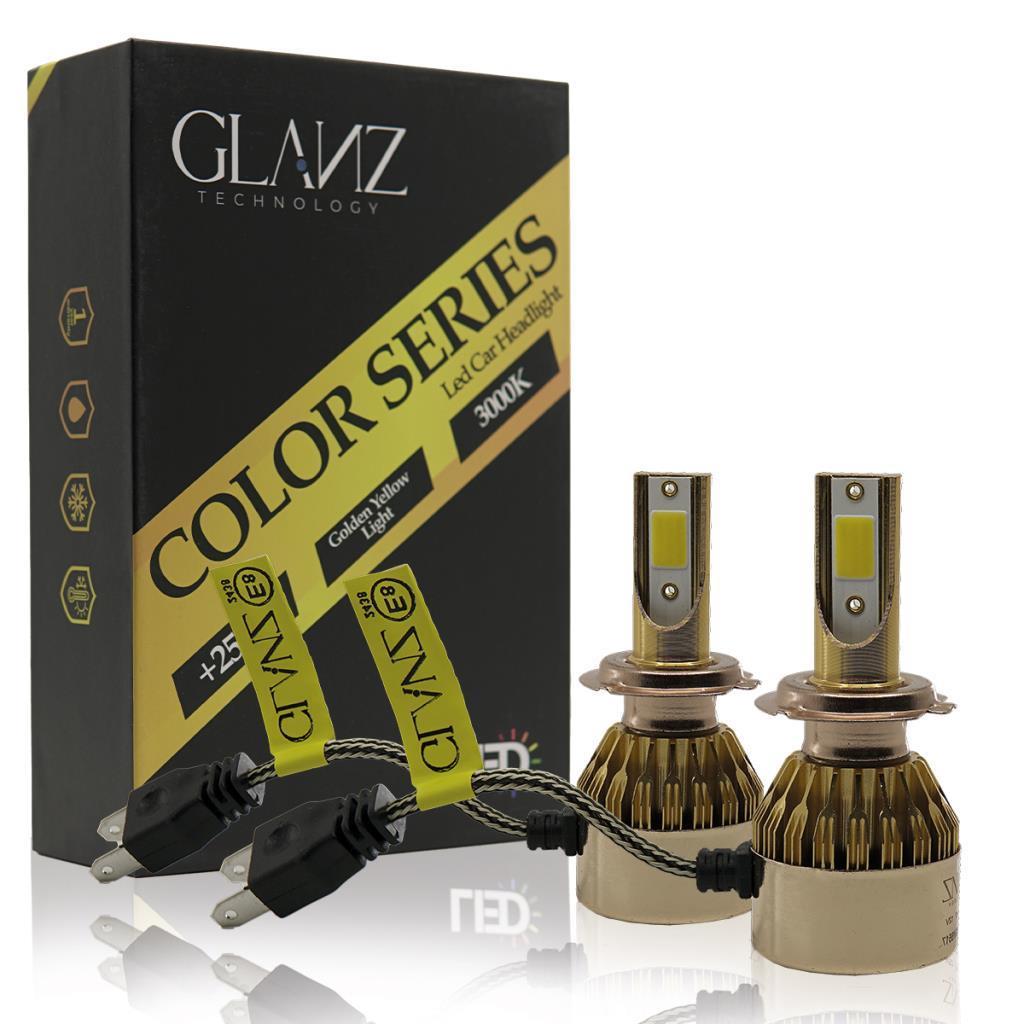 Glanz H7 Altın Sarı Gold 3000K Led Xenon 8000LM Şimşek Etkili Far