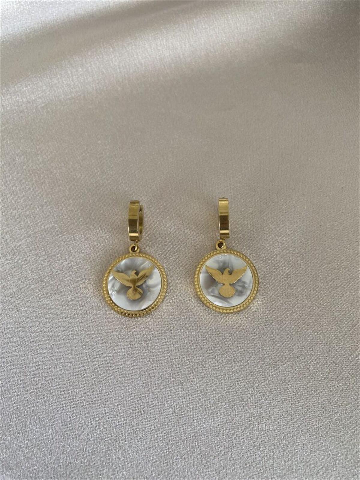 Kuşlu sedefli küpe