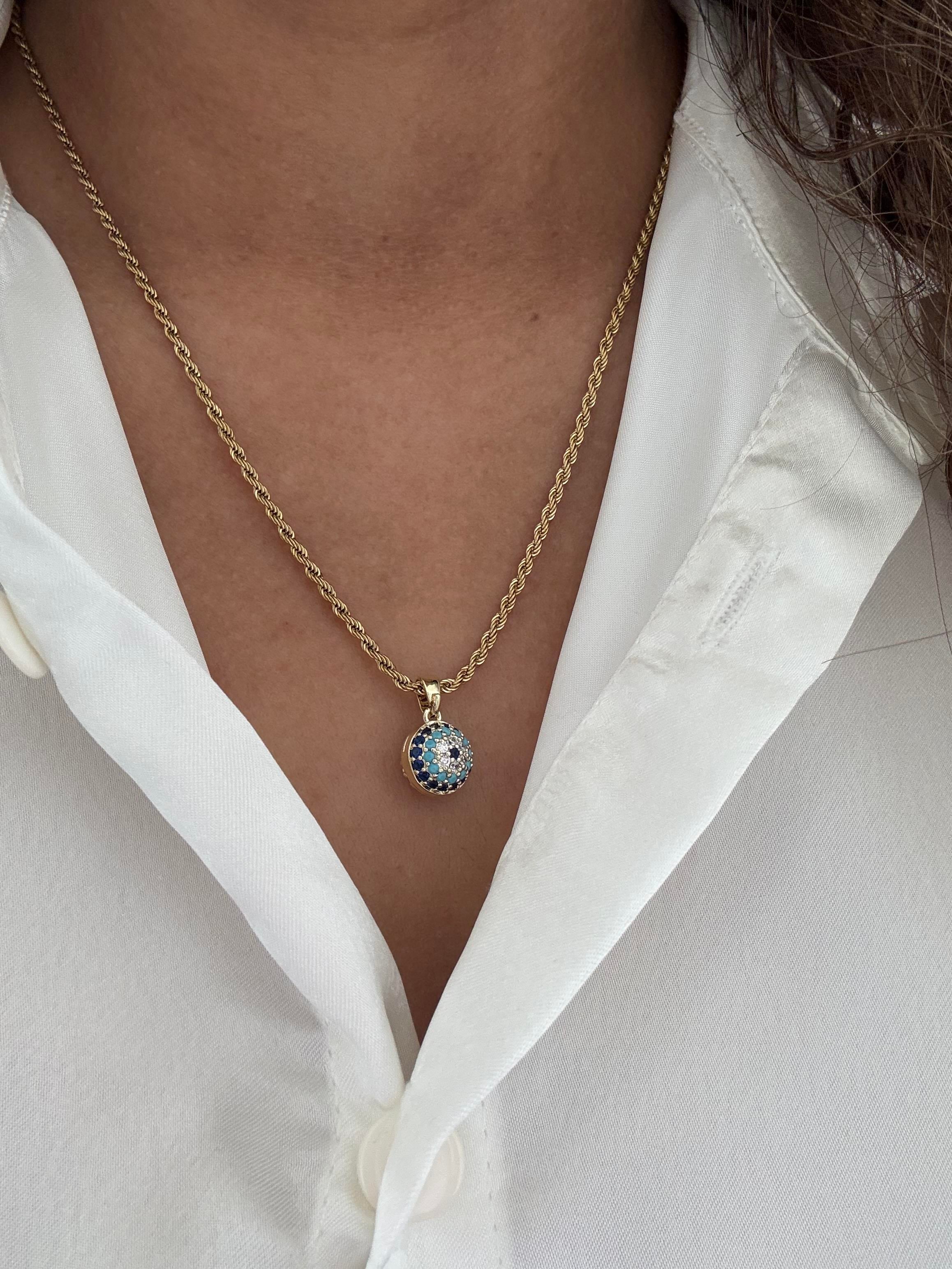 Nazar taşlı burgu Çelik kolye 