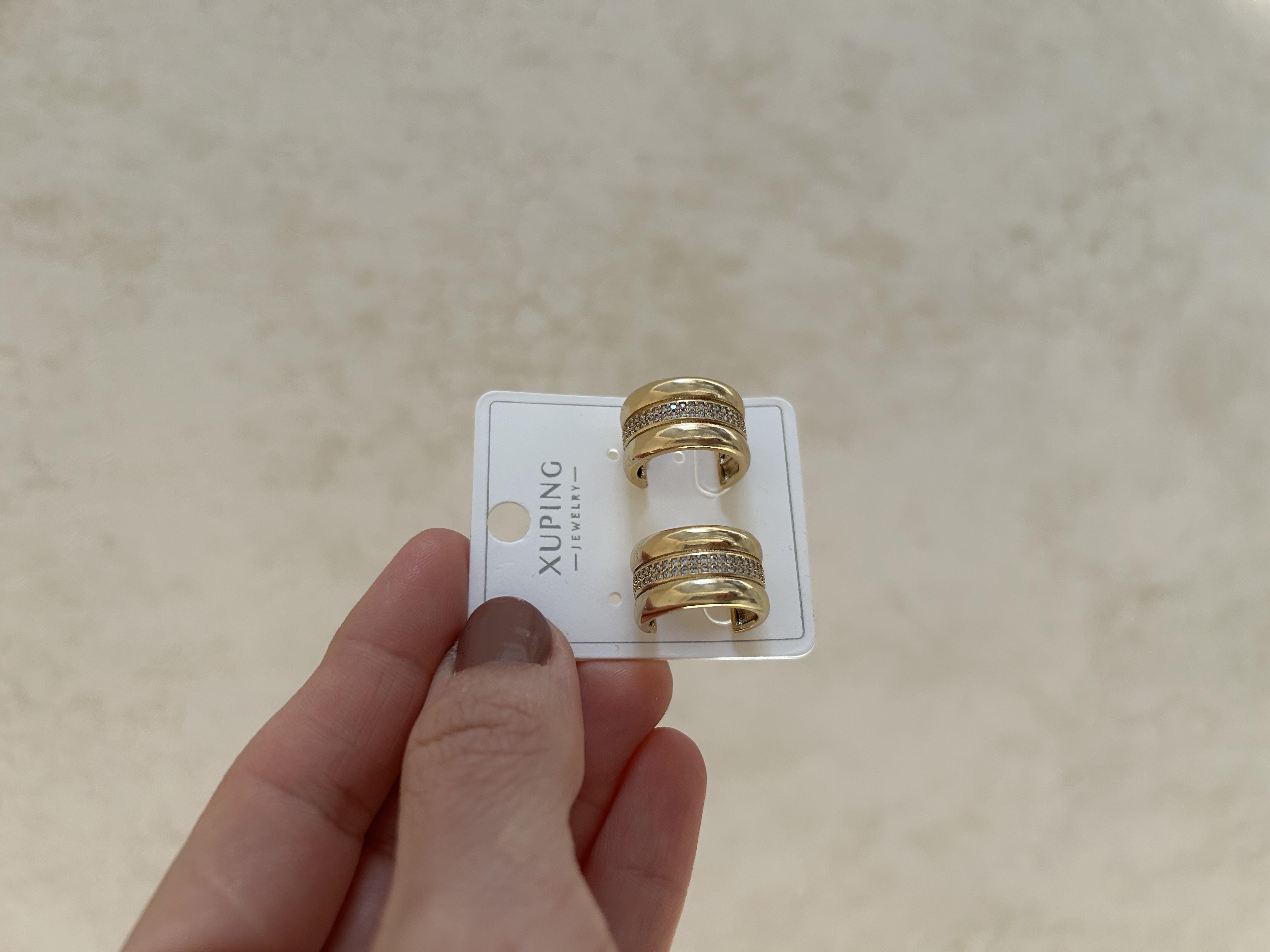 Taşlı üçlü küpe modeli 