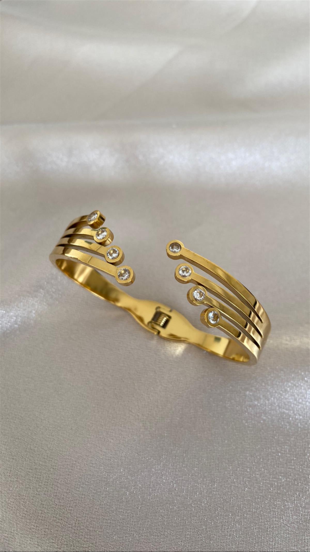 Açık kordon taşlı kelepçe